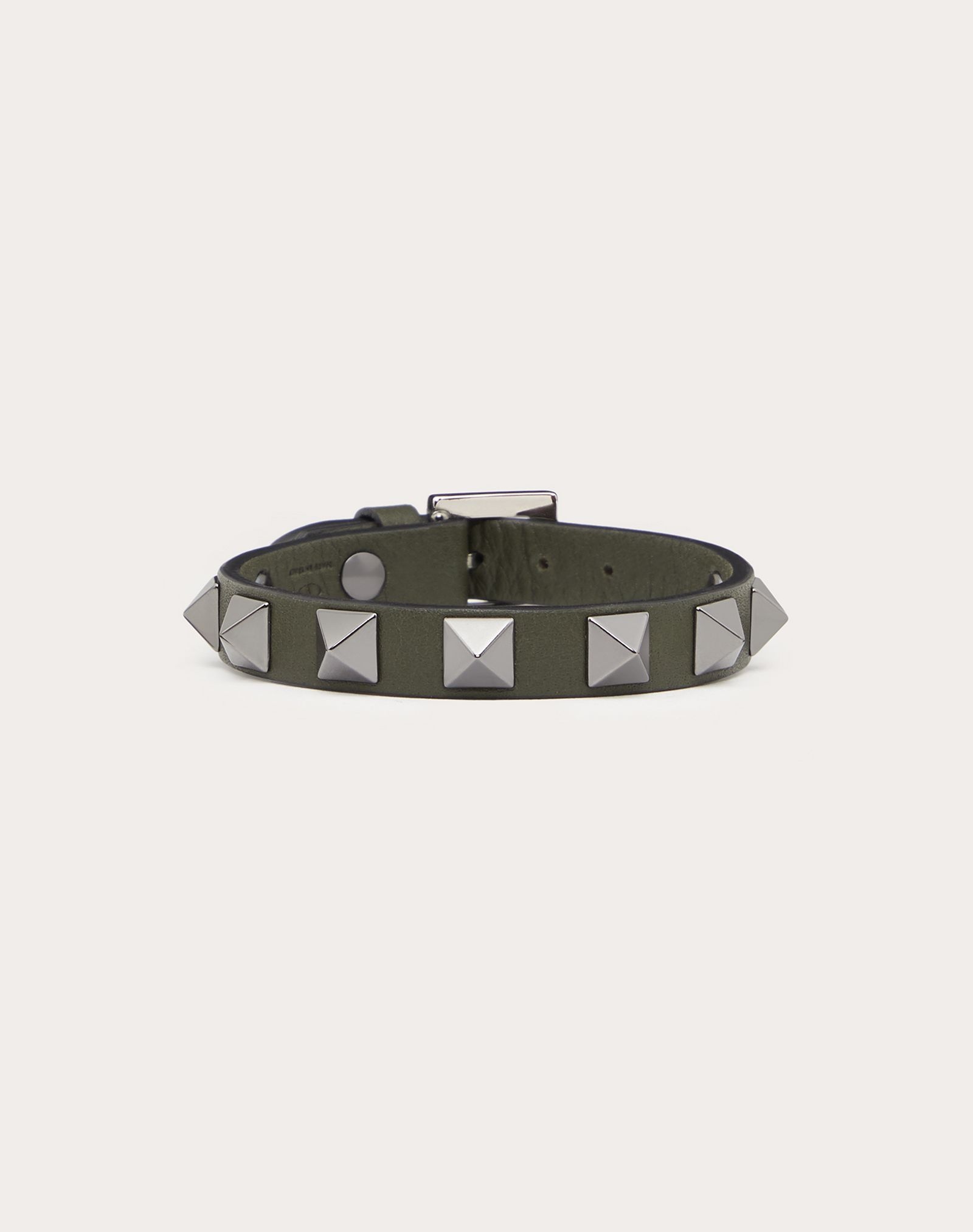 Rockstud leather bracelet with ruthenium studs - 1