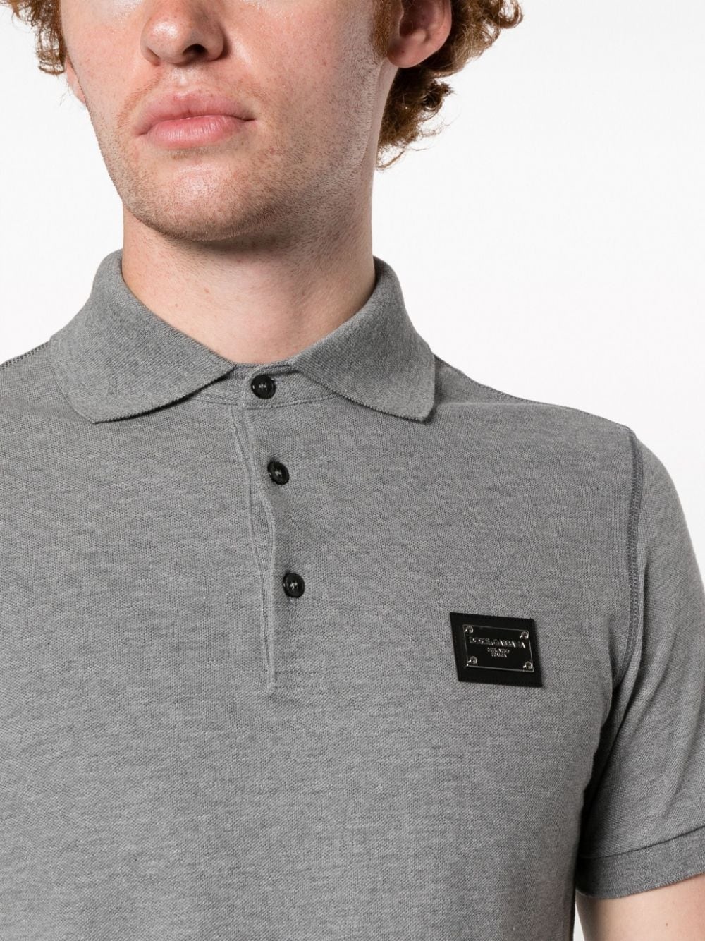 logo-plaque cotton polo shirt - 5