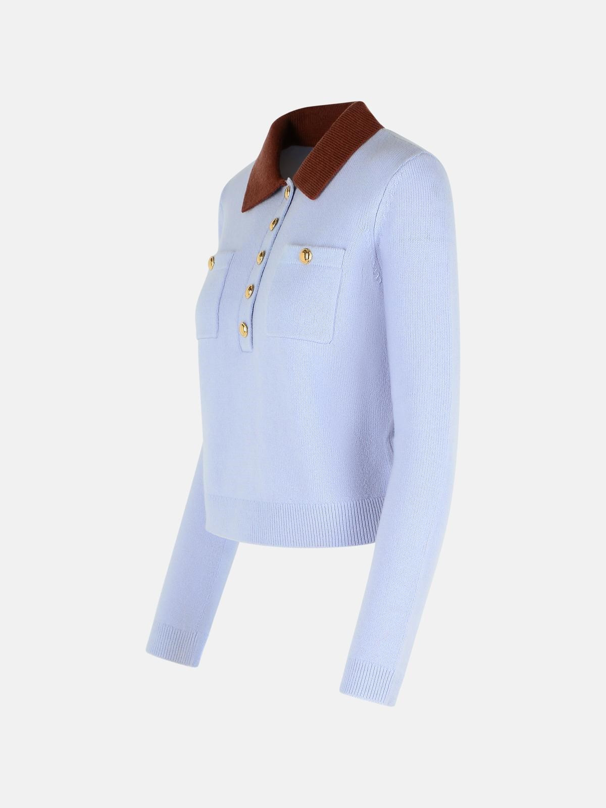 BLUE WOOL BLEND SWEATER - 2