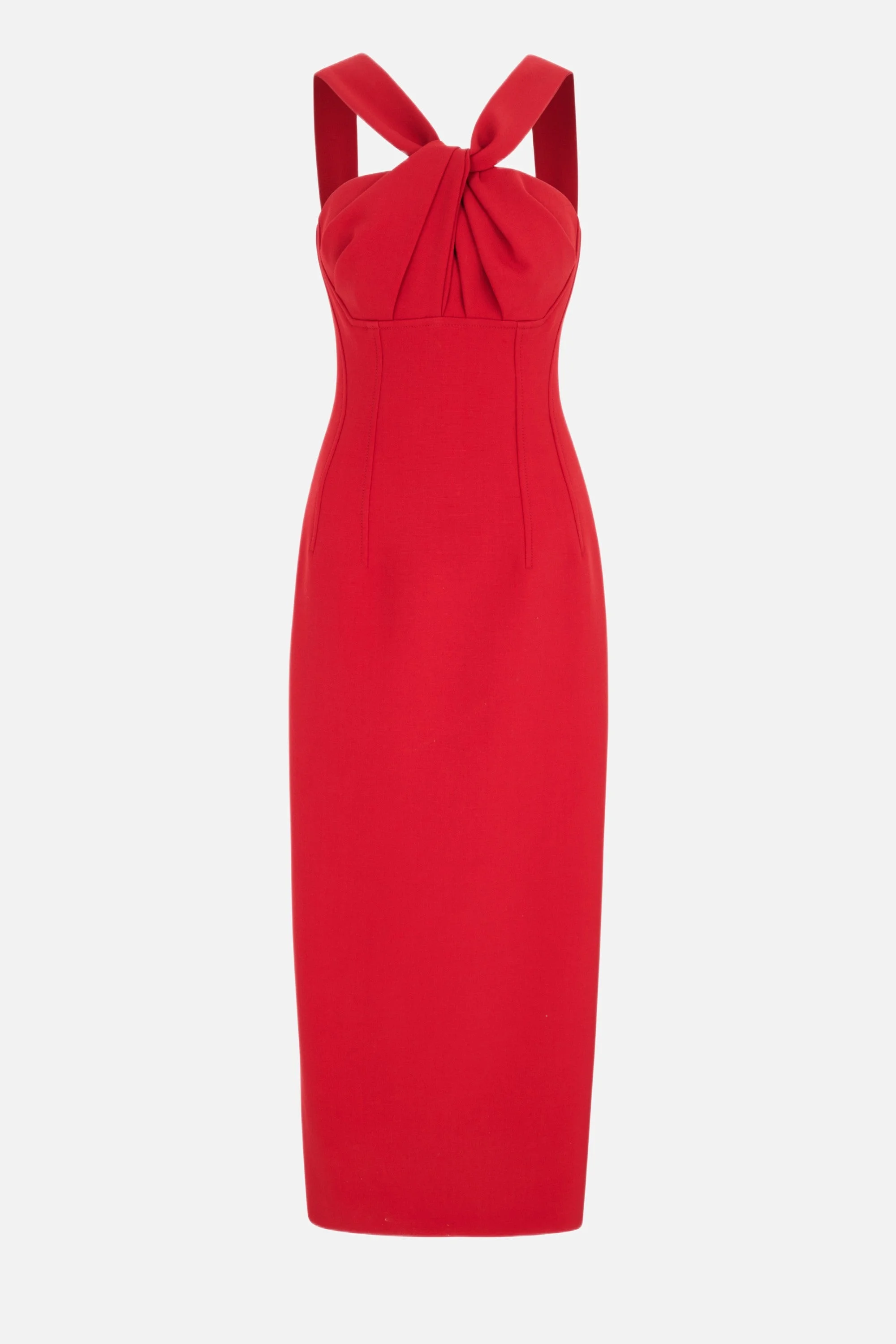 Lucciene Dress in Red Birdseye Suiting - 1