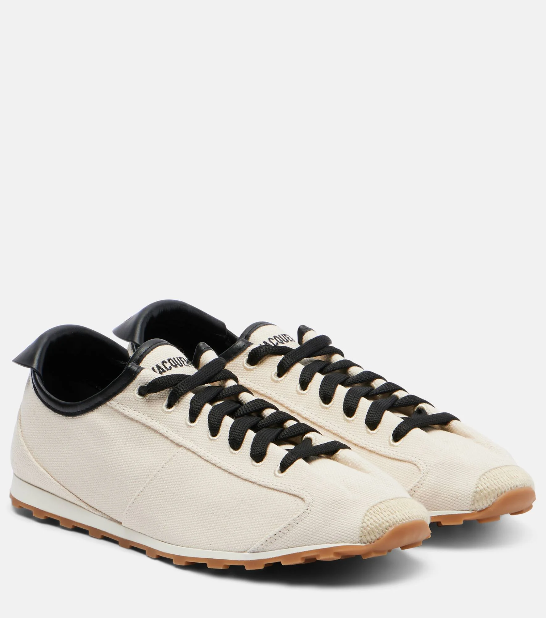 Leather-trimmed canvas sneakers - 1