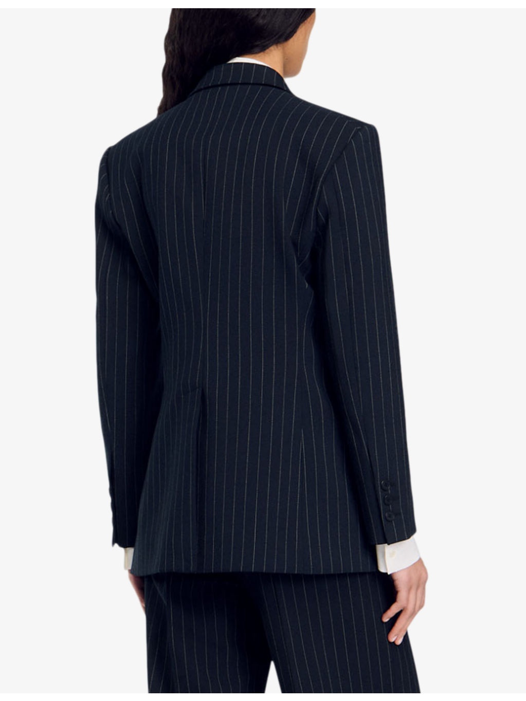 Stripe double-breasted woven blazer - 4