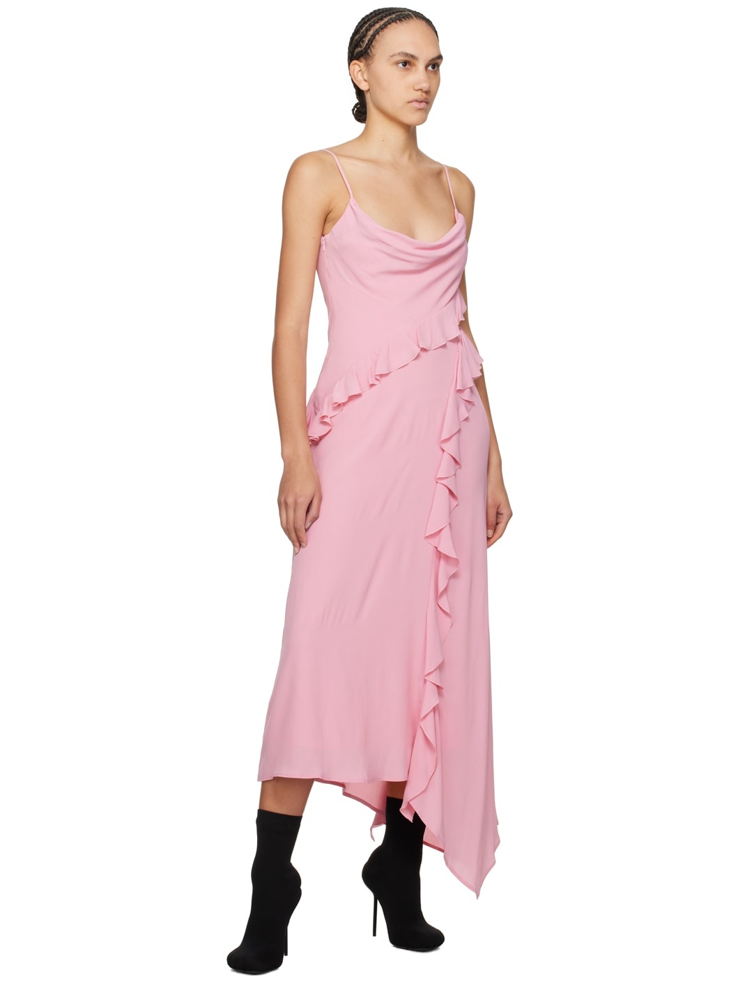 Pink Ruffle Maxi Dress - 4