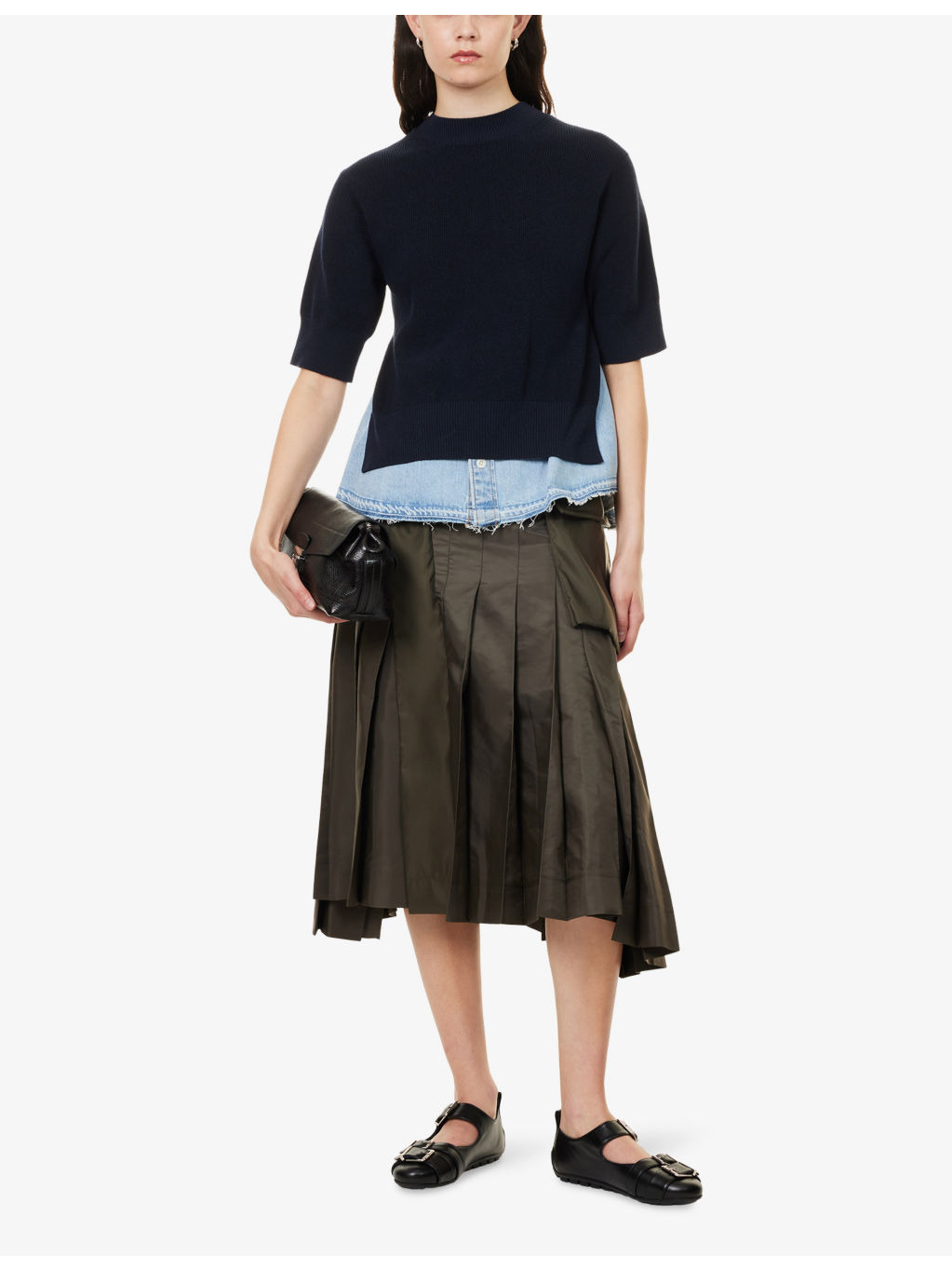 Pleated Belted Shell Midi Skirt - 2