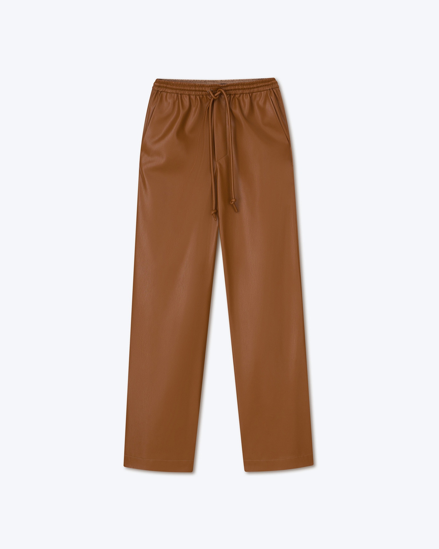 CALIE - OKOBOR™ alt-leather drawstring waist trousers - Tobacco - 1