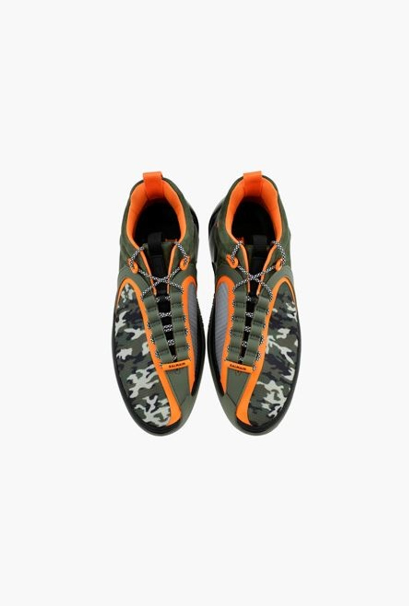 Khaki and orange camouflage suede and mesh B-Runner sneakers 4