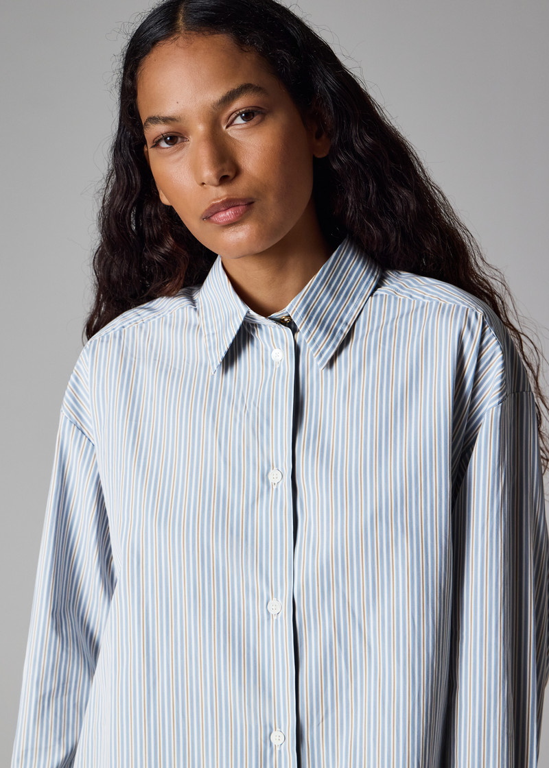 Women's Light Blue Stripe Oversized Shirt 9