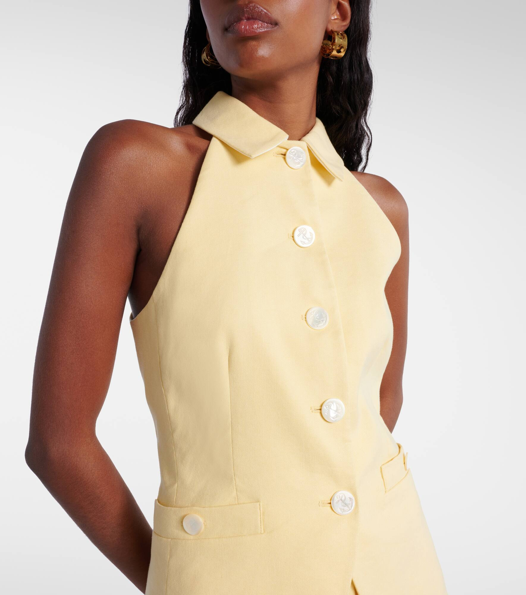 Orlinda halterneck linen-blend vest - 4