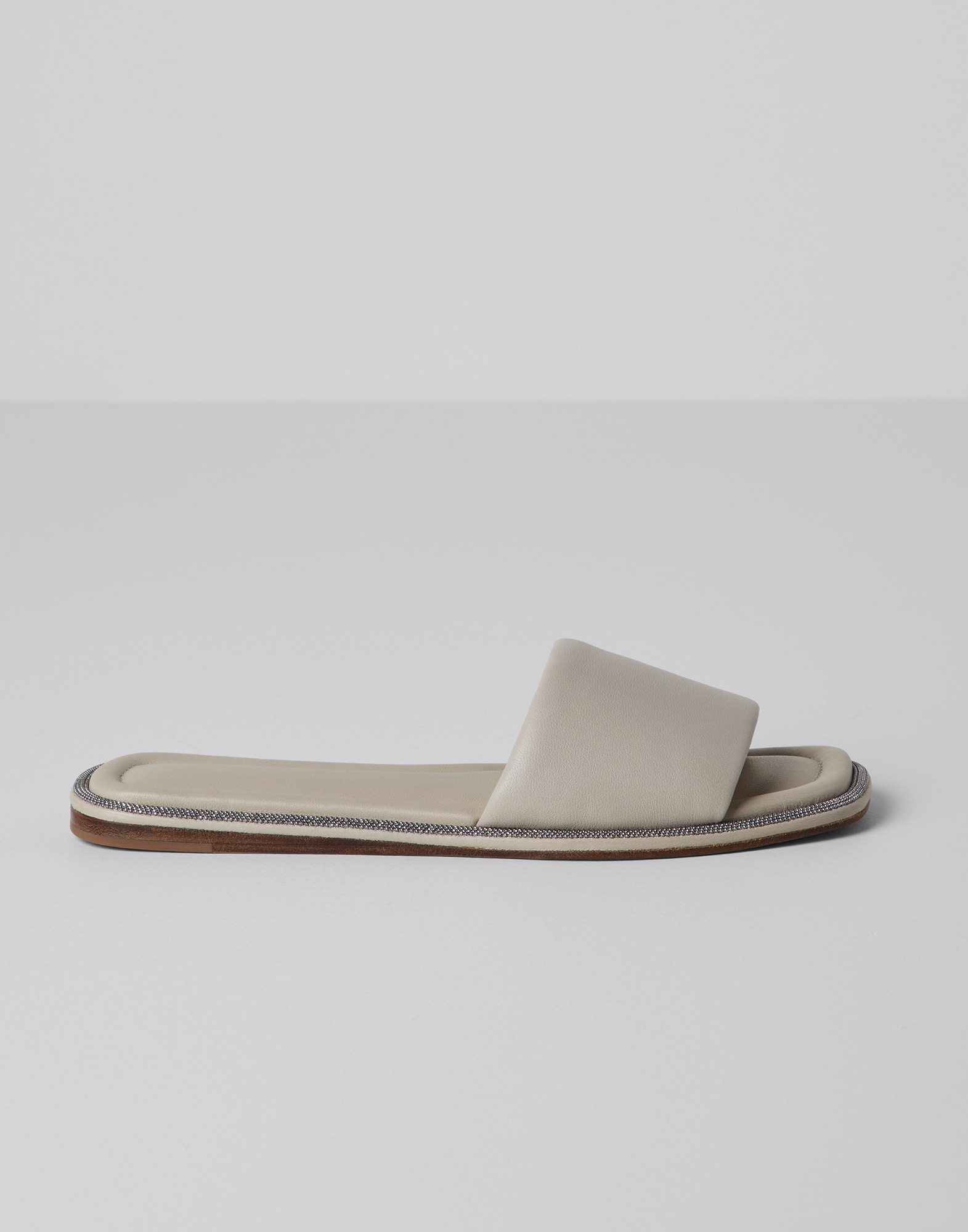 Nappa leather slides with shiny welt - 1