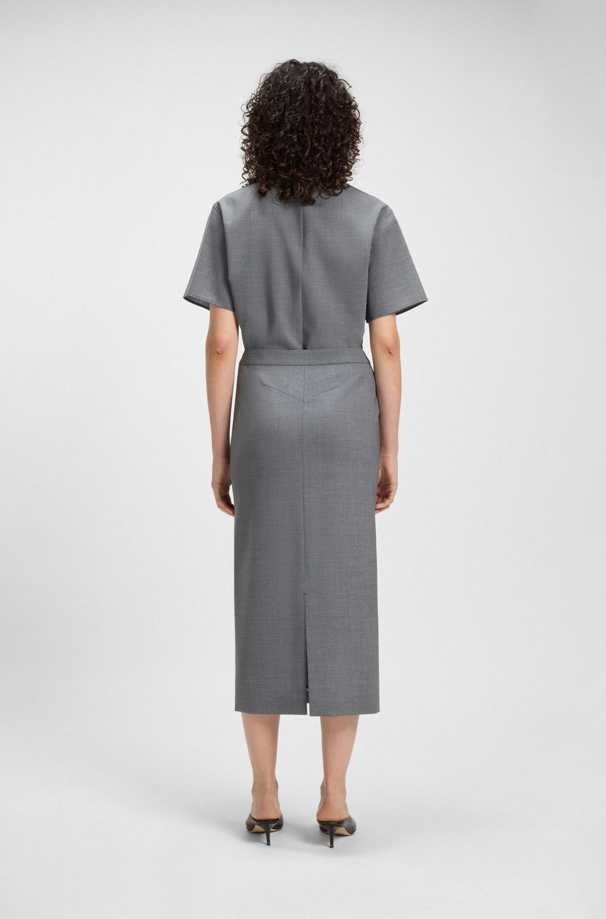 PENCIL SKIRT IN MELANGE VIRGIN WOOL - 4