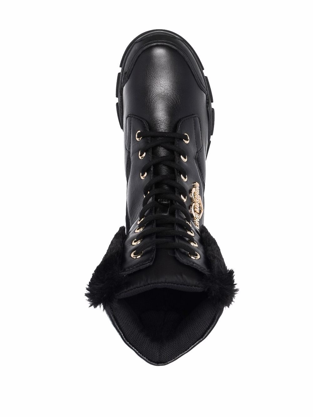fur panel lace-up boots - 4
