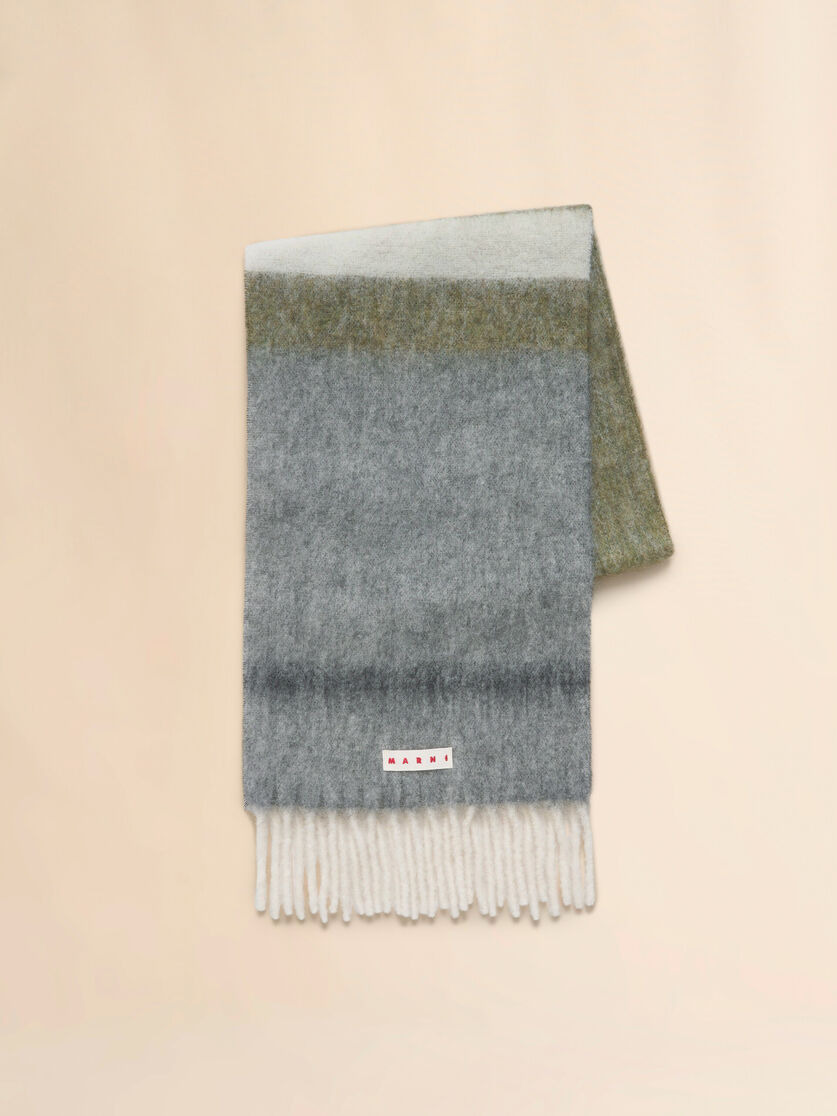 DEEP GREEN STRIPED ALPACA SCARF - 1