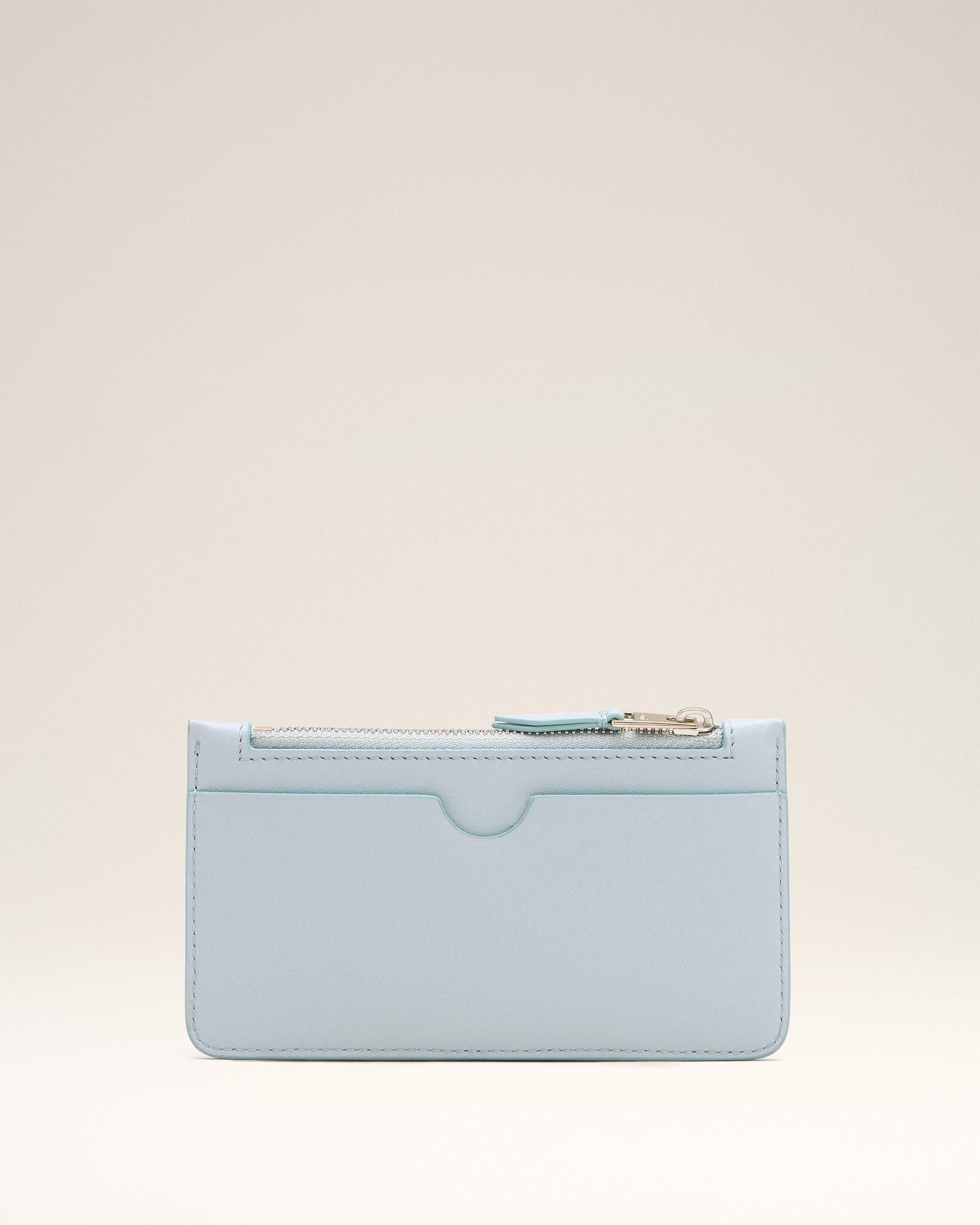 BLUE SMOOTH LEATHER AMI DE COEUR ZIPPED CARD HOLDER - 2