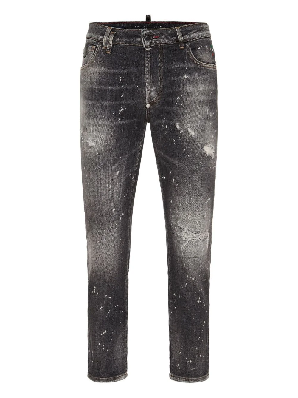 paint-splatter distressed jeans - 1