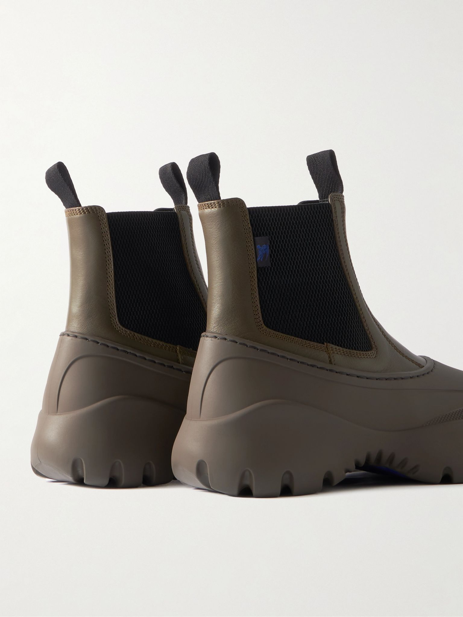 Leather and Rubber Chelsea Boots Green - 5