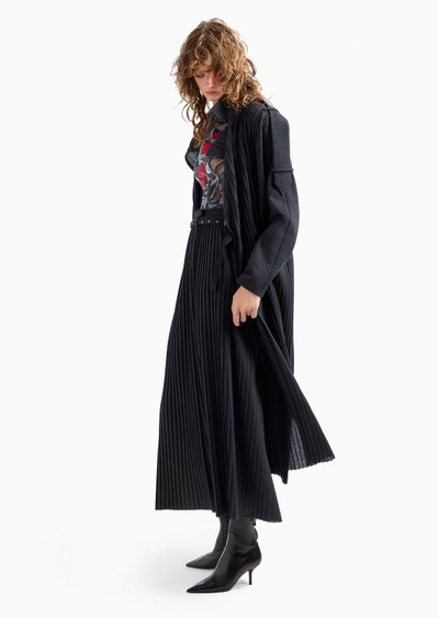 GIORGIO ARMANI Pleated wool jersey long trench coat outlook