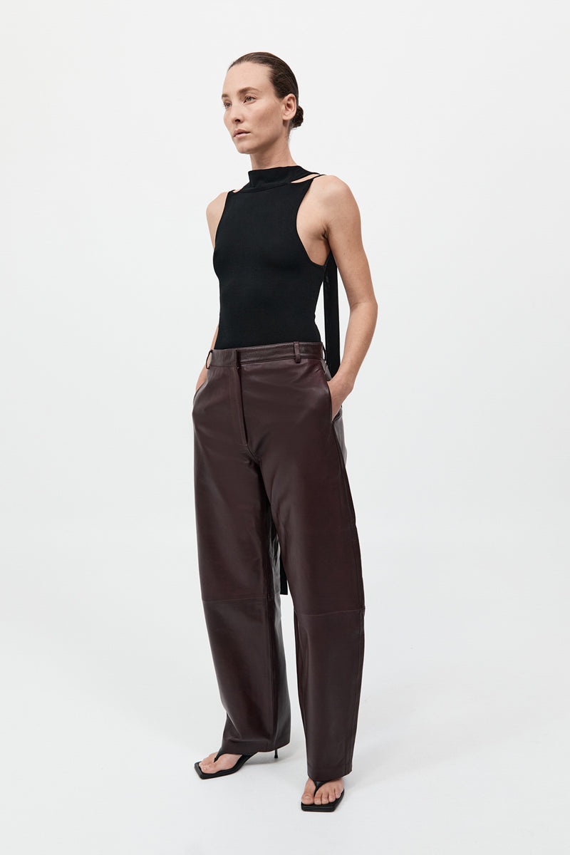 Leather Balloon Pants - Bordeaux - 4