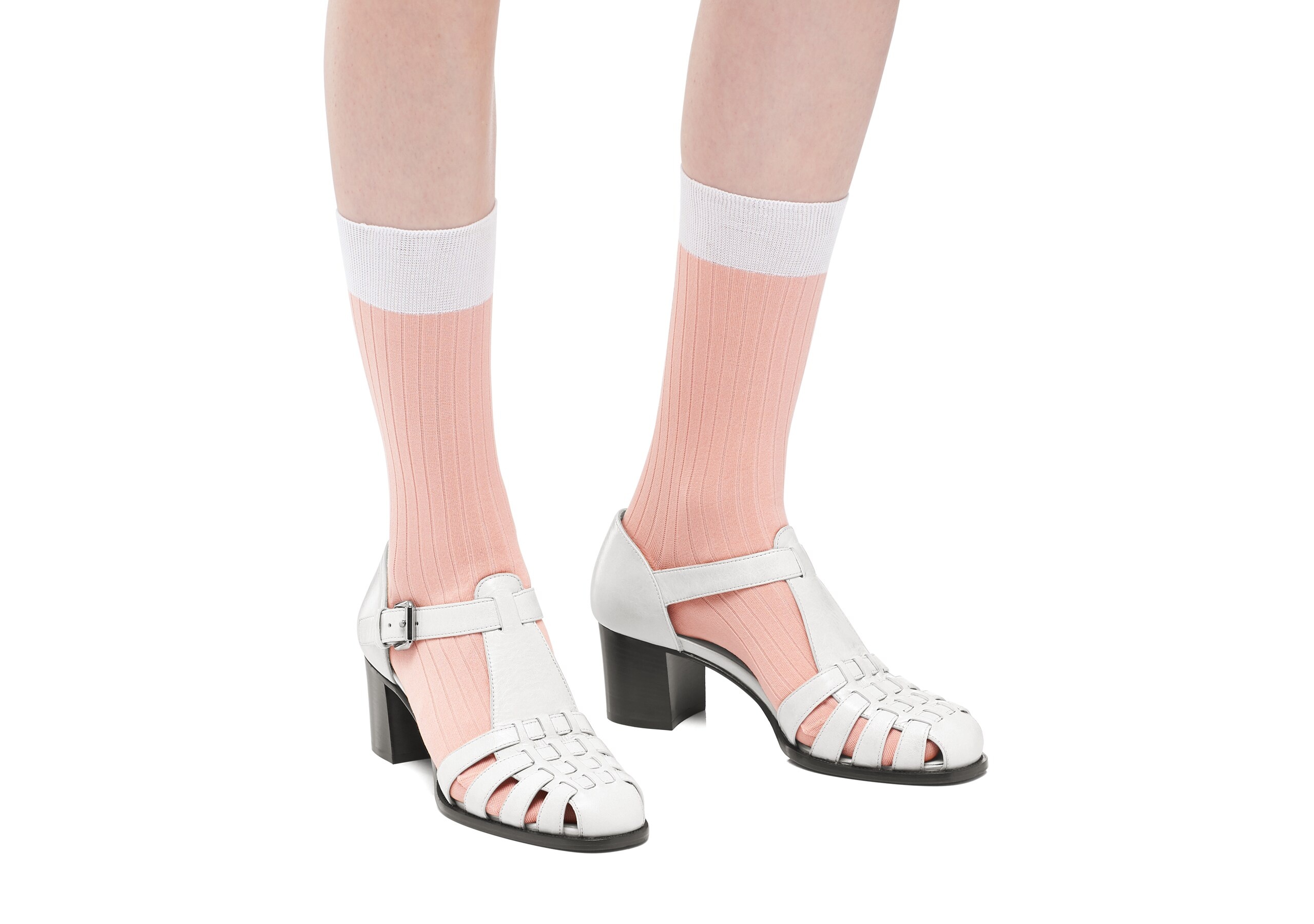 Kelsey 50
Shine Calf Leather Mid Heel Sandal White - 5