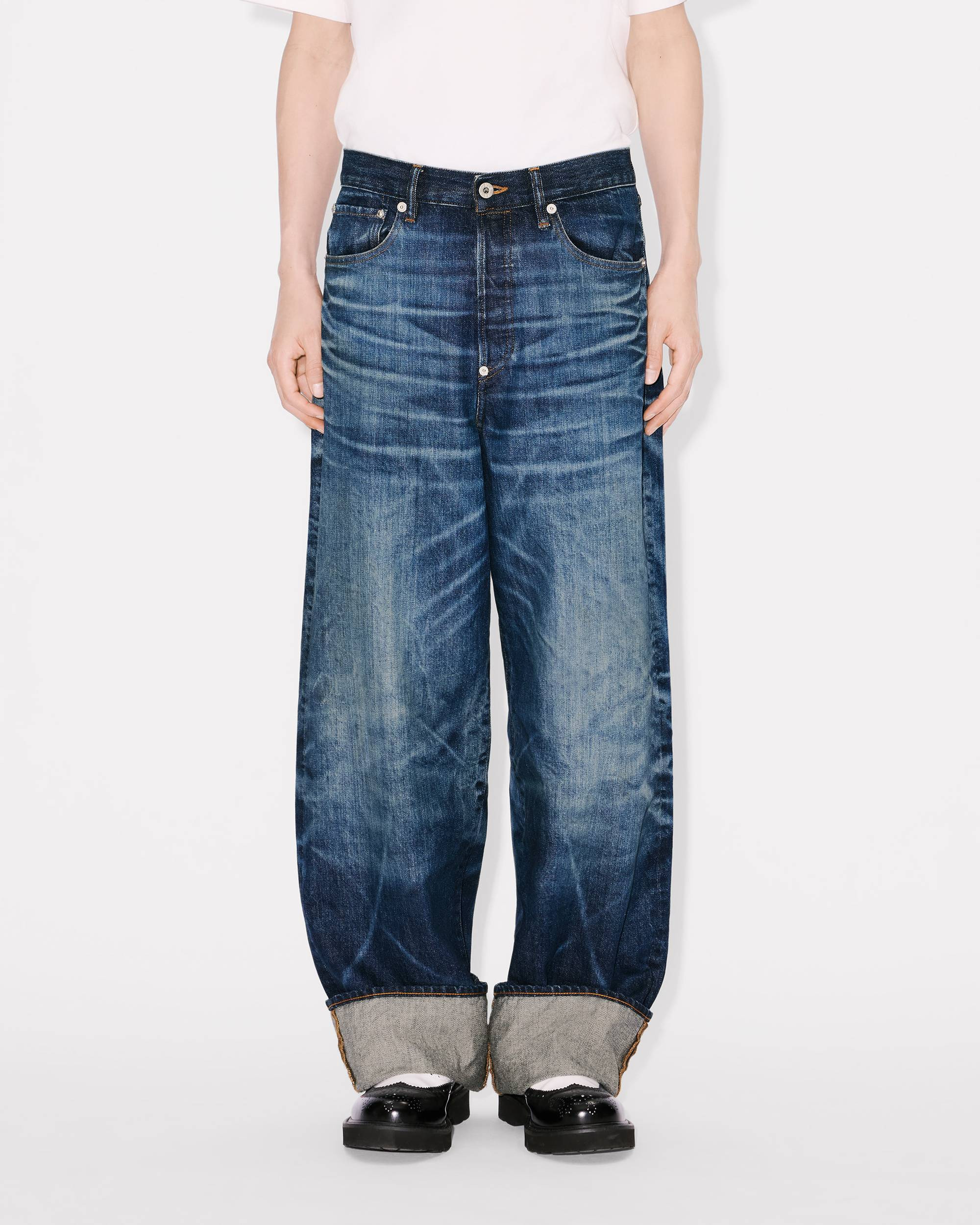 Turn up wide fit jeans in Japanese denim - 5