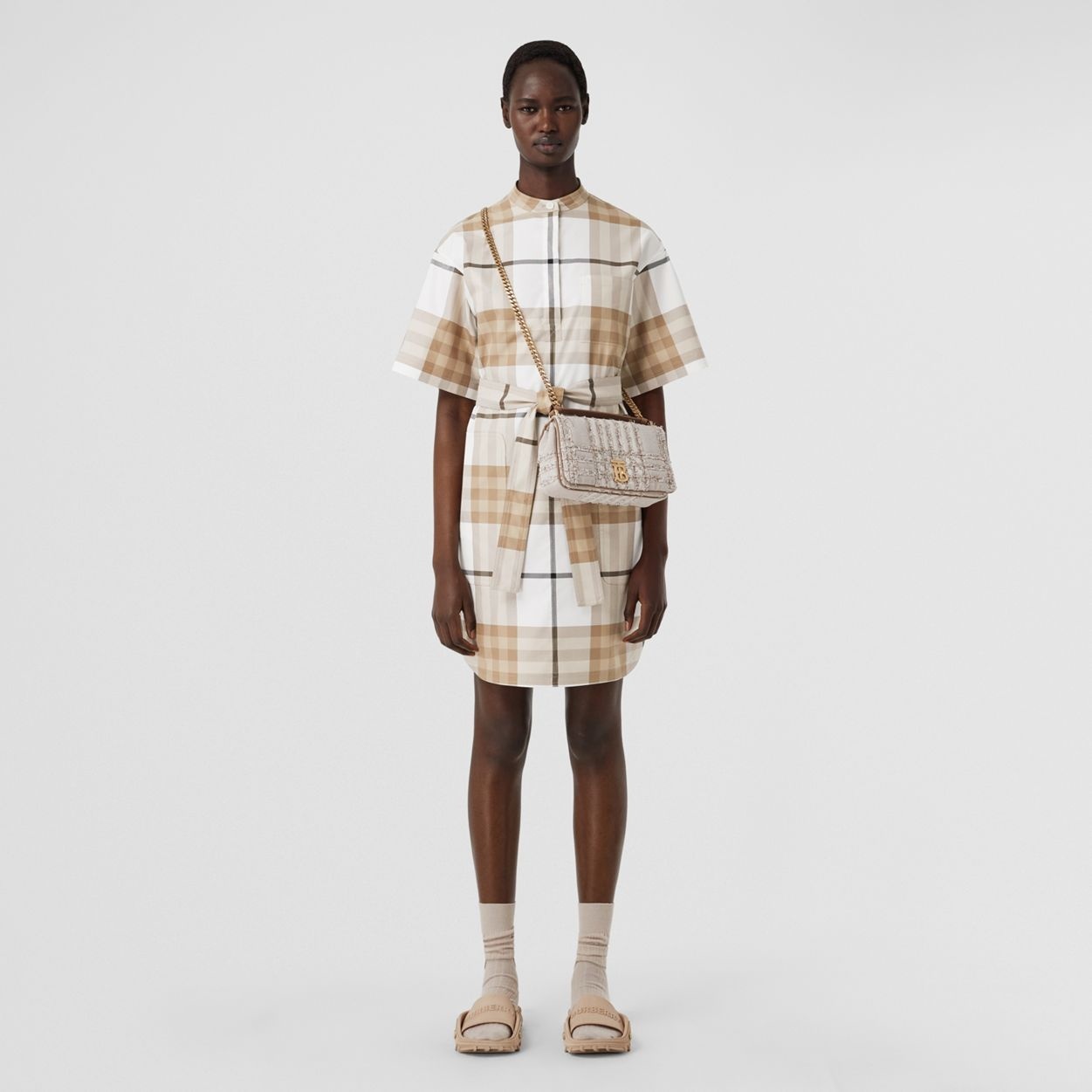 Check Cotton Twill Tie-waist Dress - 2