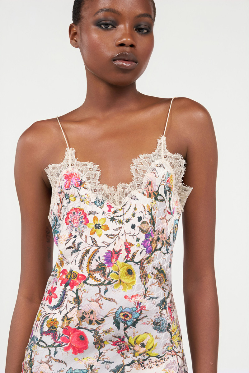 Long Silk Dress with Florentine Flowers Print 6