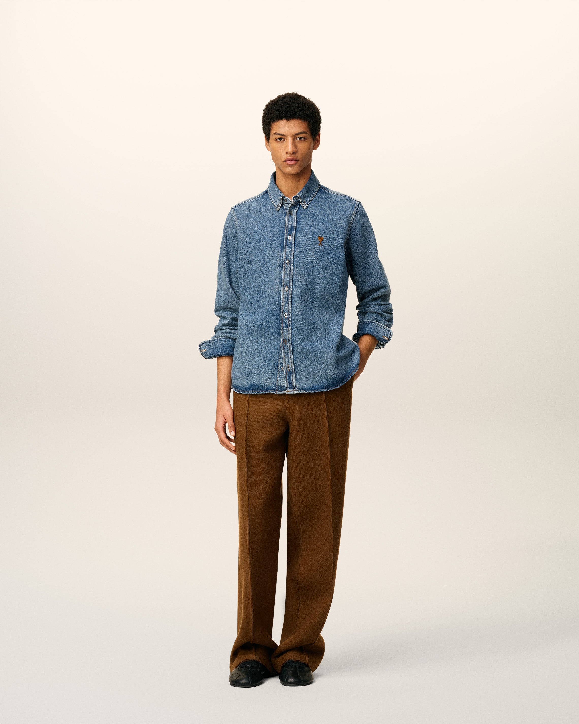 BLUE COTTON BUTTON DOWN AMI DE COEUR SHIRT - 2