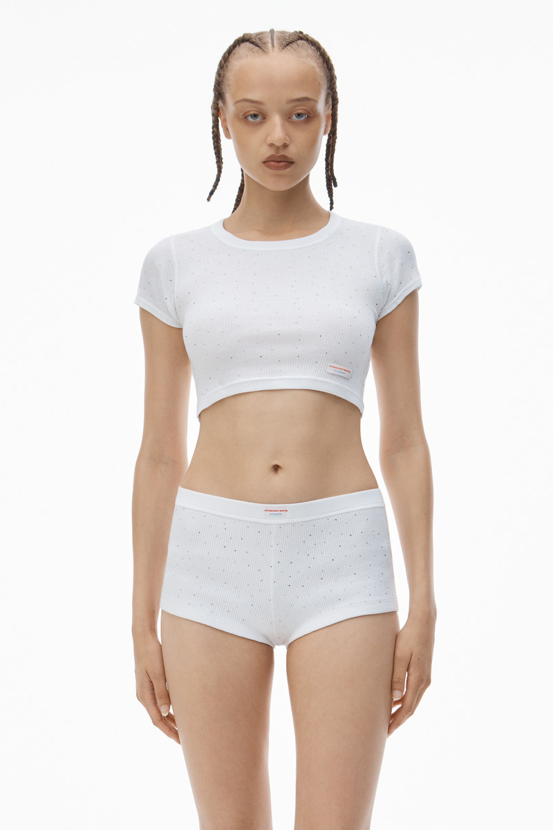 Crystal Hotfix Short-Sleeve Cropped Tee 2