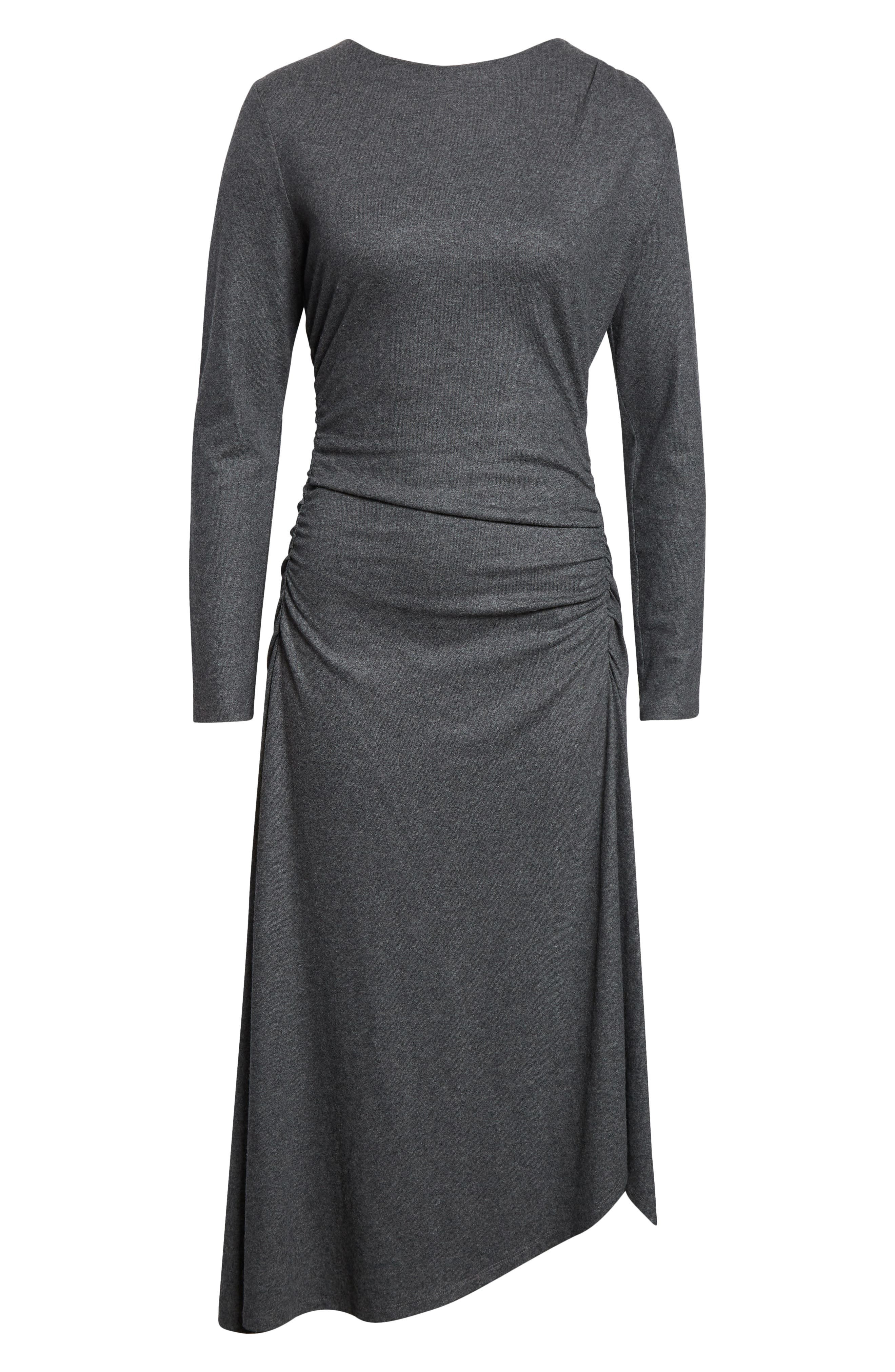 Veronica Beard Theodora Ruched Long Sleeve Midi Dress in Medium Heather Grey at Nordstrom - 5