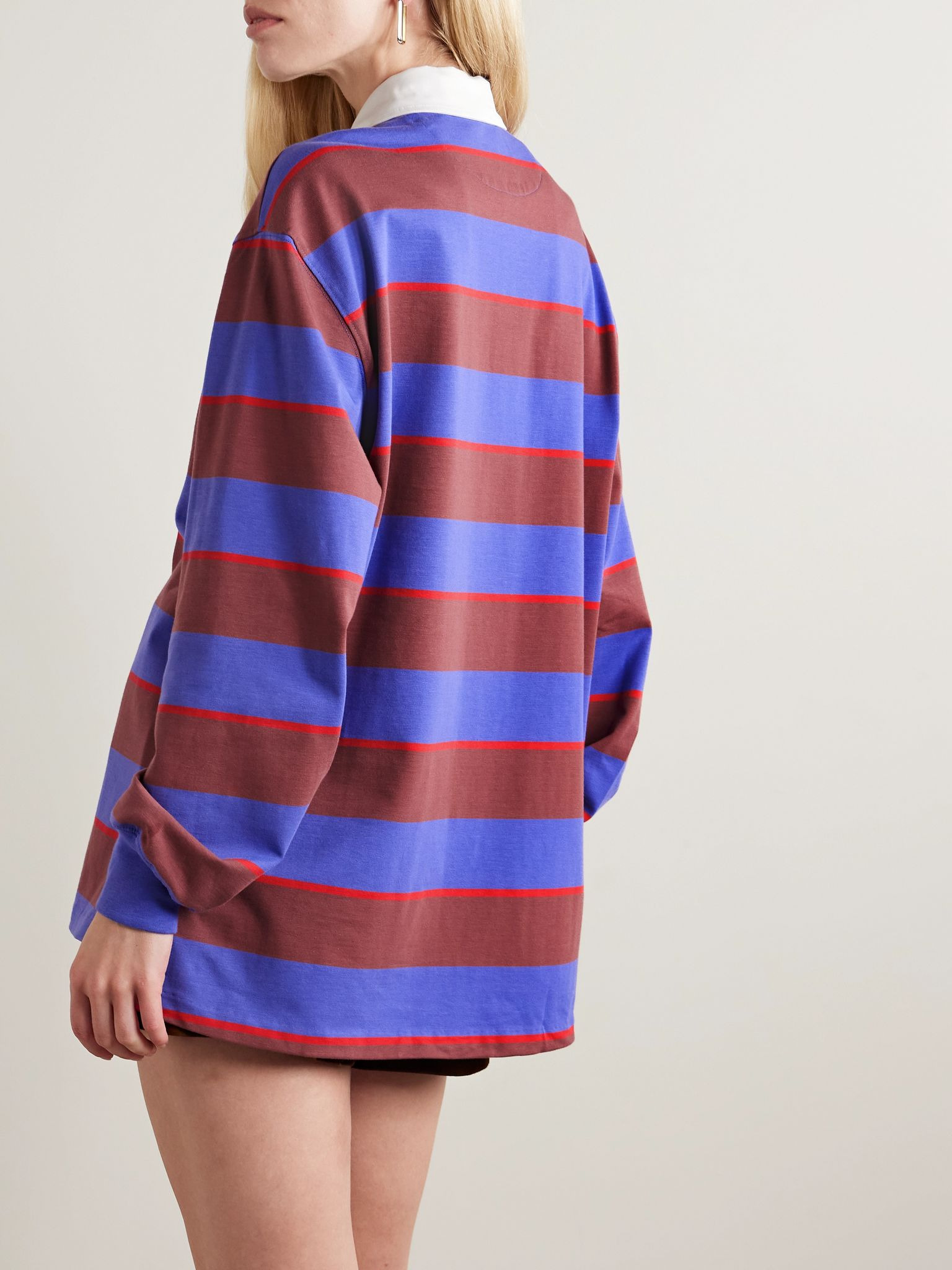 Gavin striped cotton-blend jersey polo shirt Multi - 4