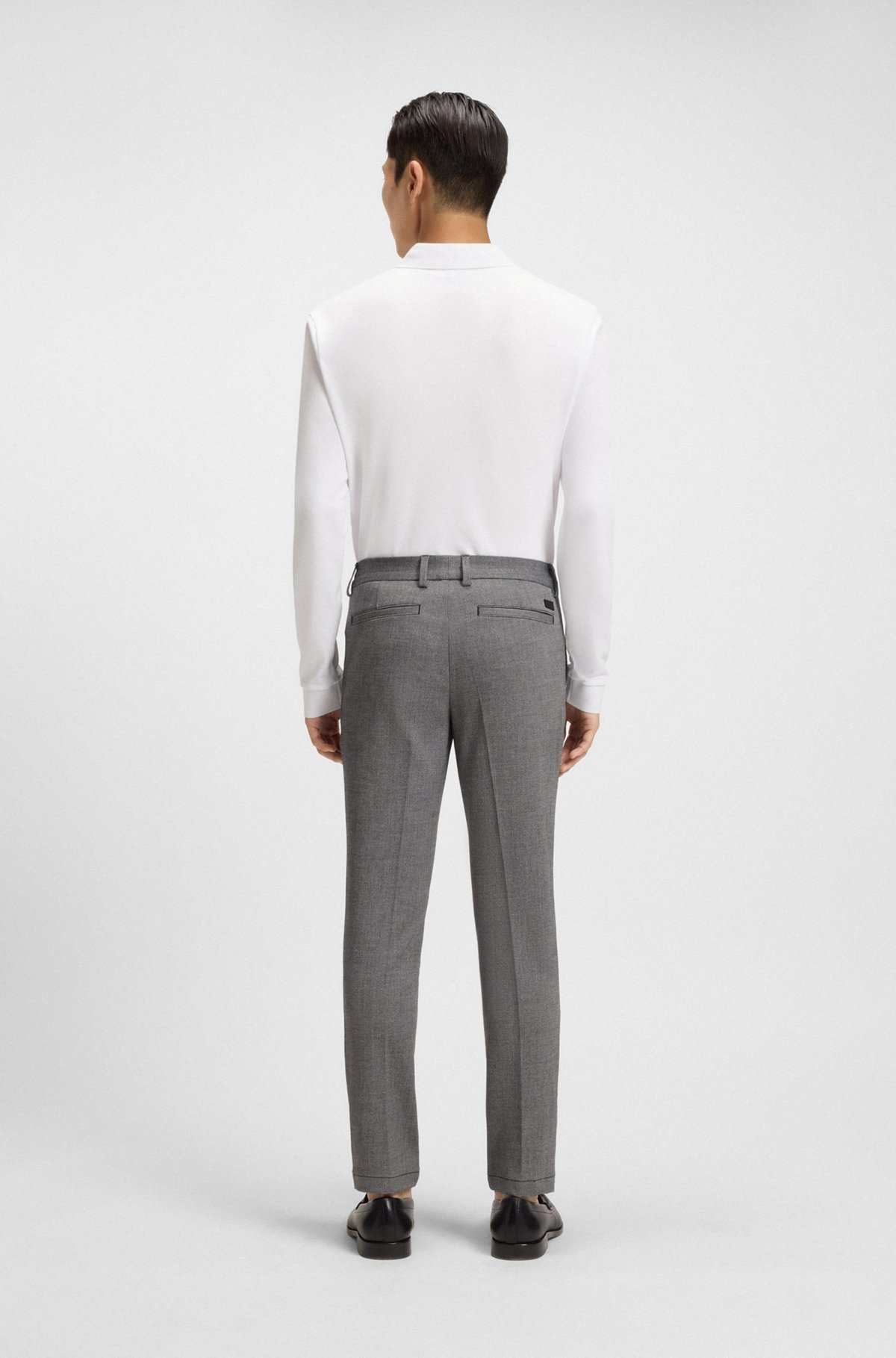 SLIM-FIT TROUSERS IN MELANGE STRETCH FABRIC - 4