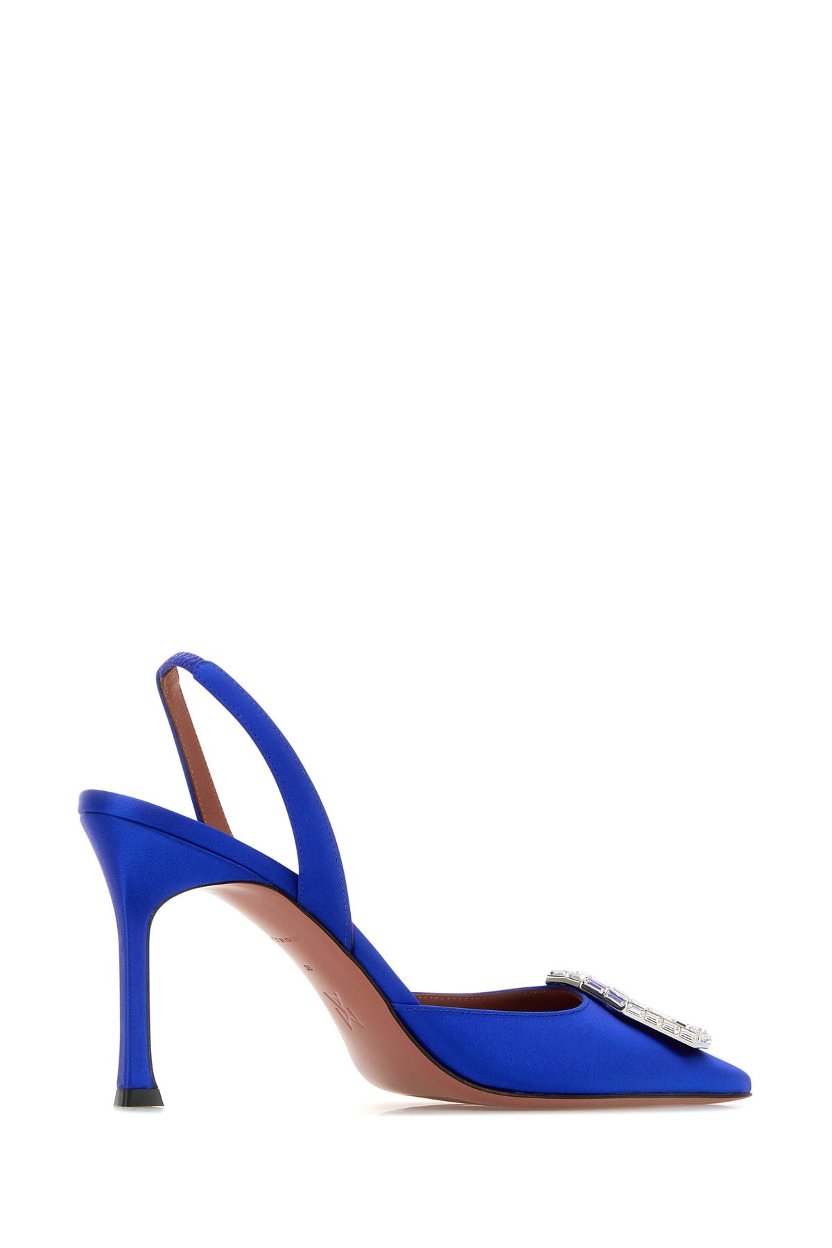 Electric blue satin Camelia pumps - 3