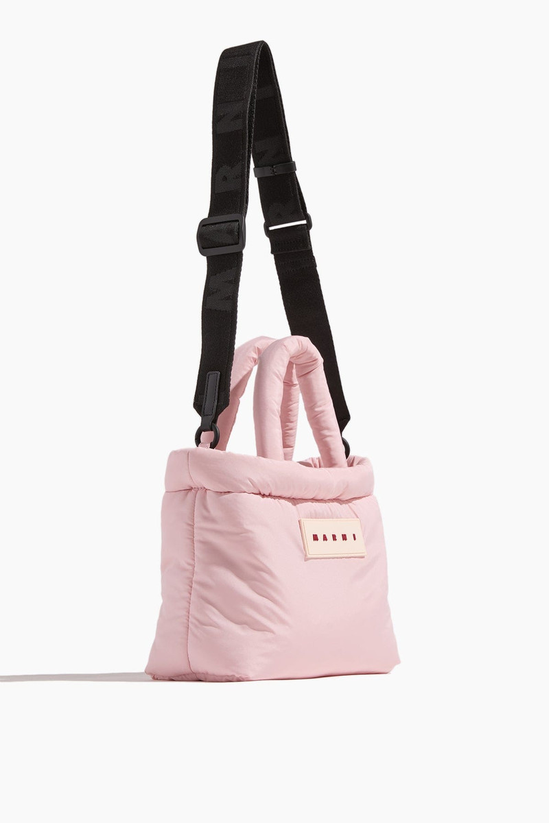 Nylon Puff Small Tote Bag in Cinder Rose 4