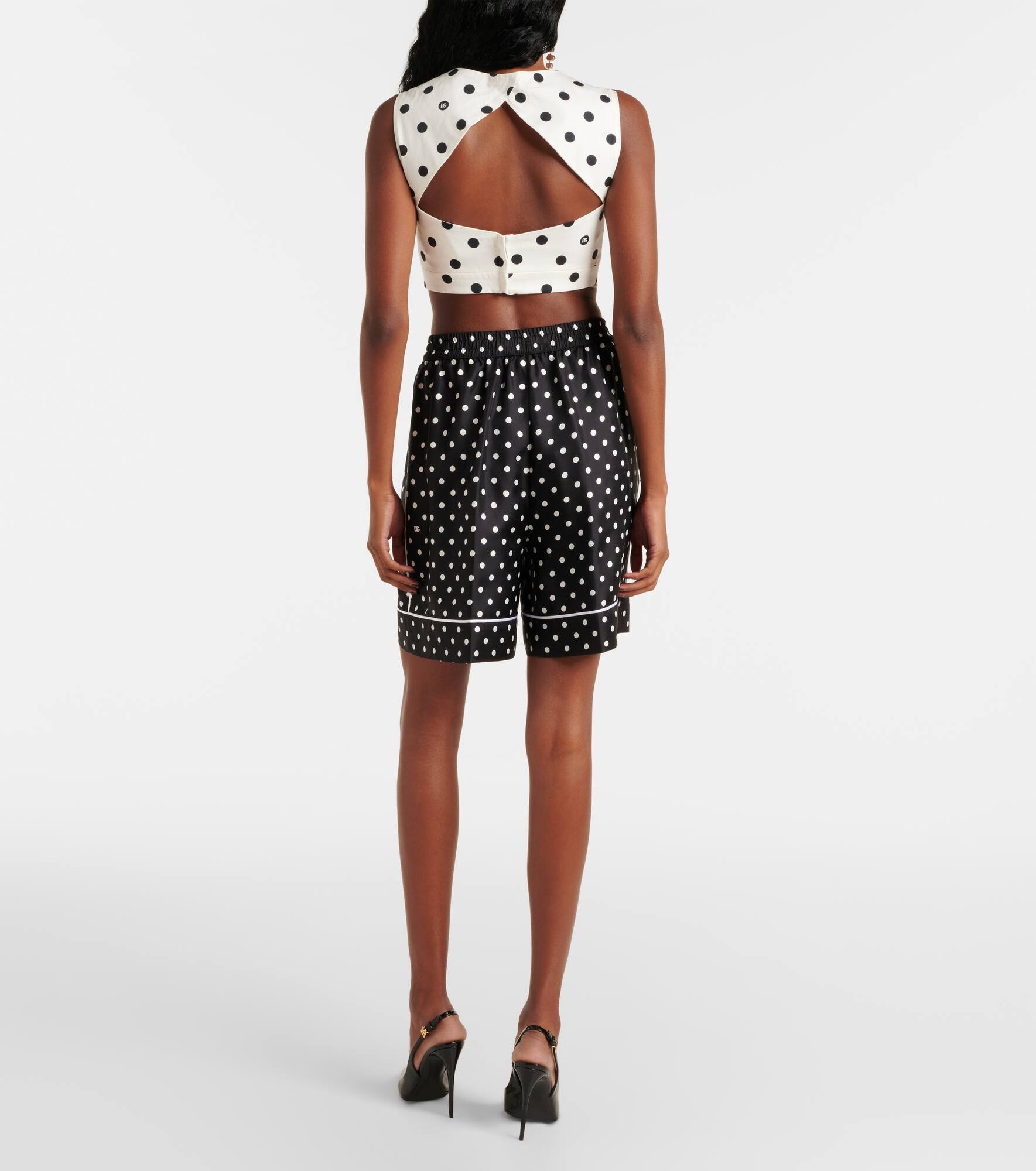 Polka-dot silk twill shorts - 3