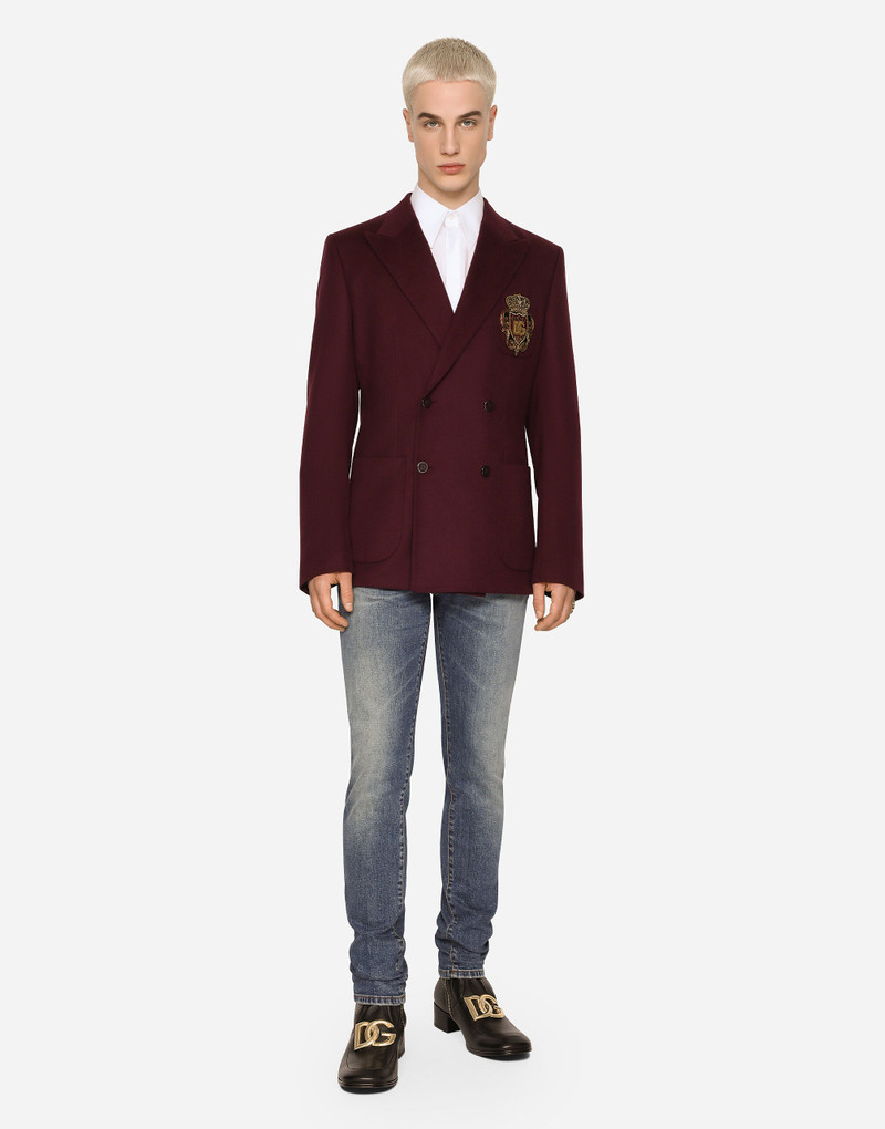Dolce & Gabbana Double-breasted wool and cashmere jacket with DG patch outlook