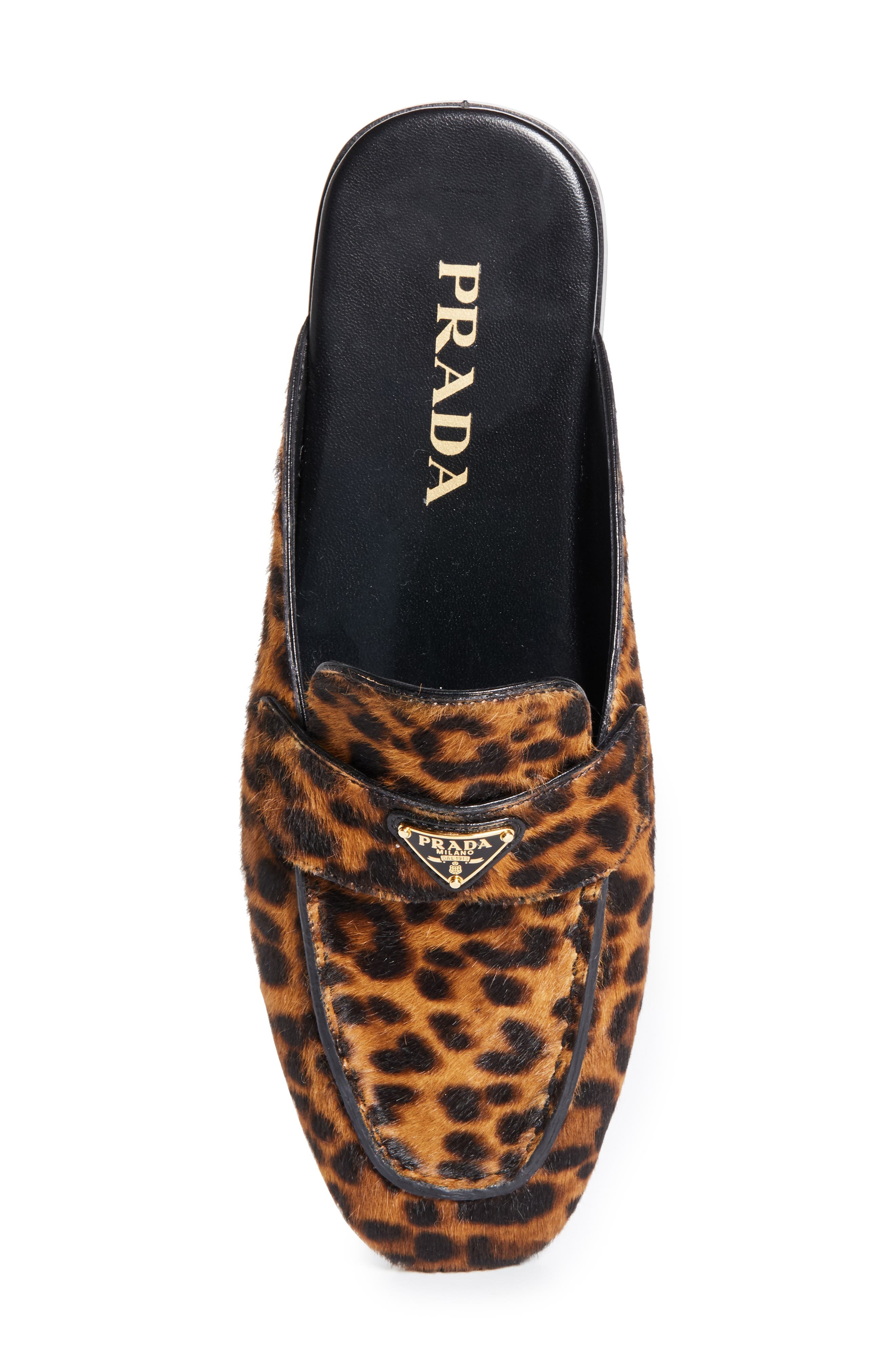 Prada Logo Genuine Calf Hair Mule in Miele at Nordstrom - 5