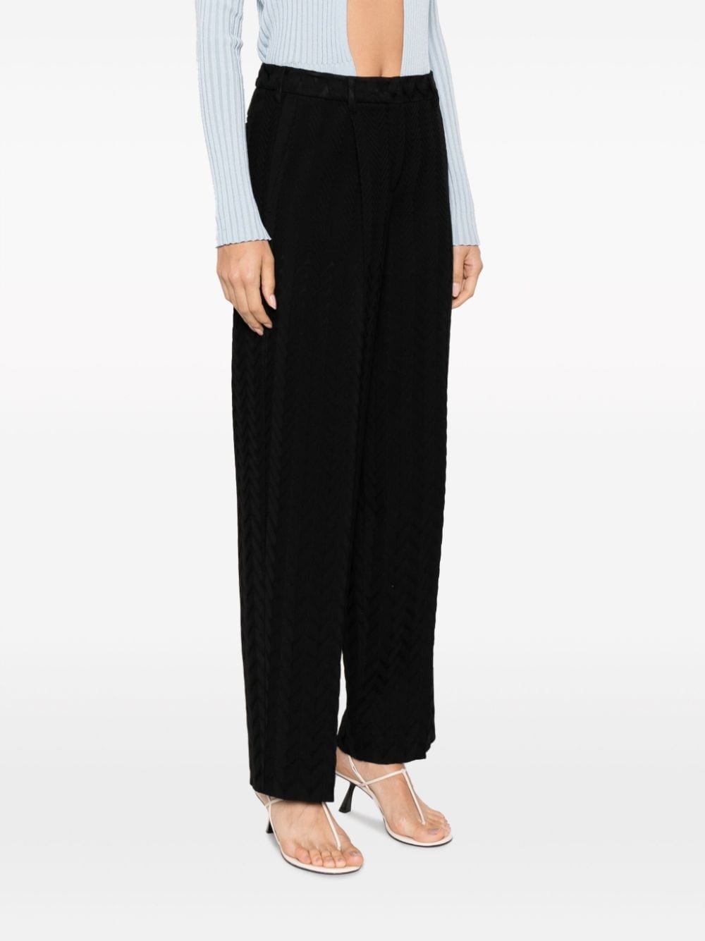 chevron straight-leg trousers - 3