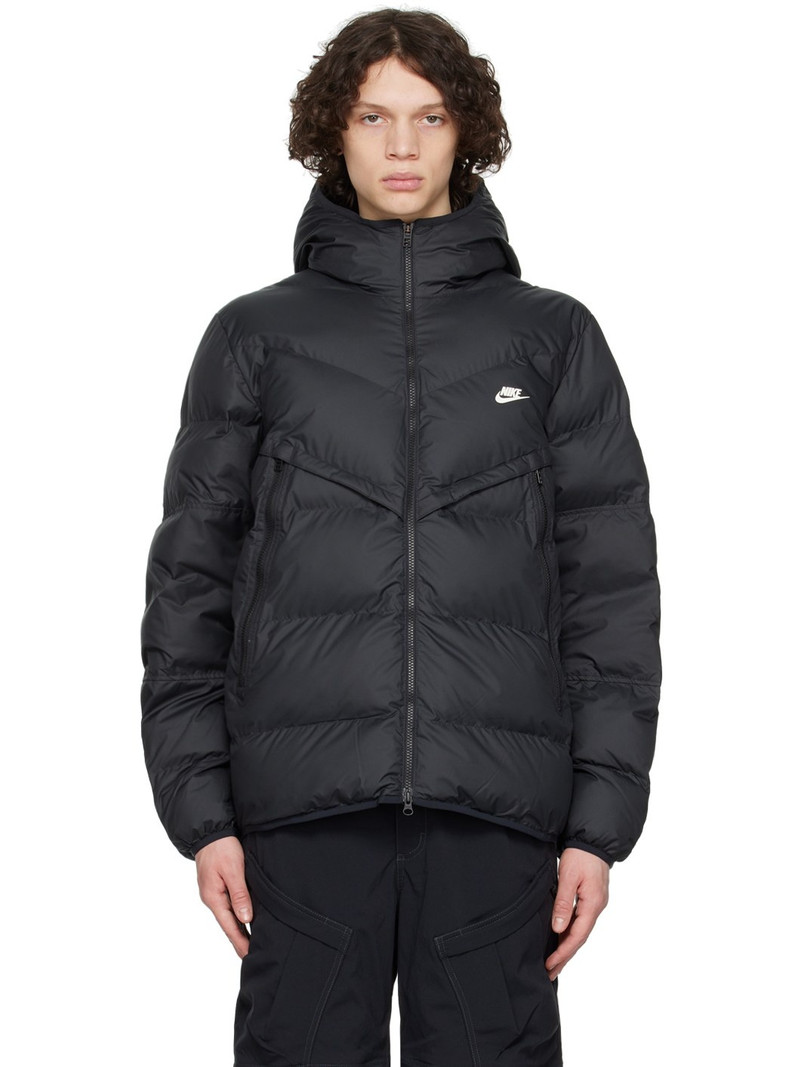 logo-embroidered padded jacket - 1