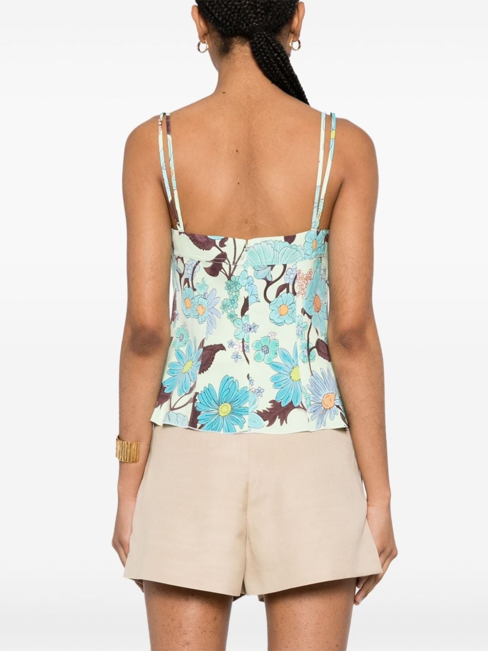 floral-print cropped top - 4
