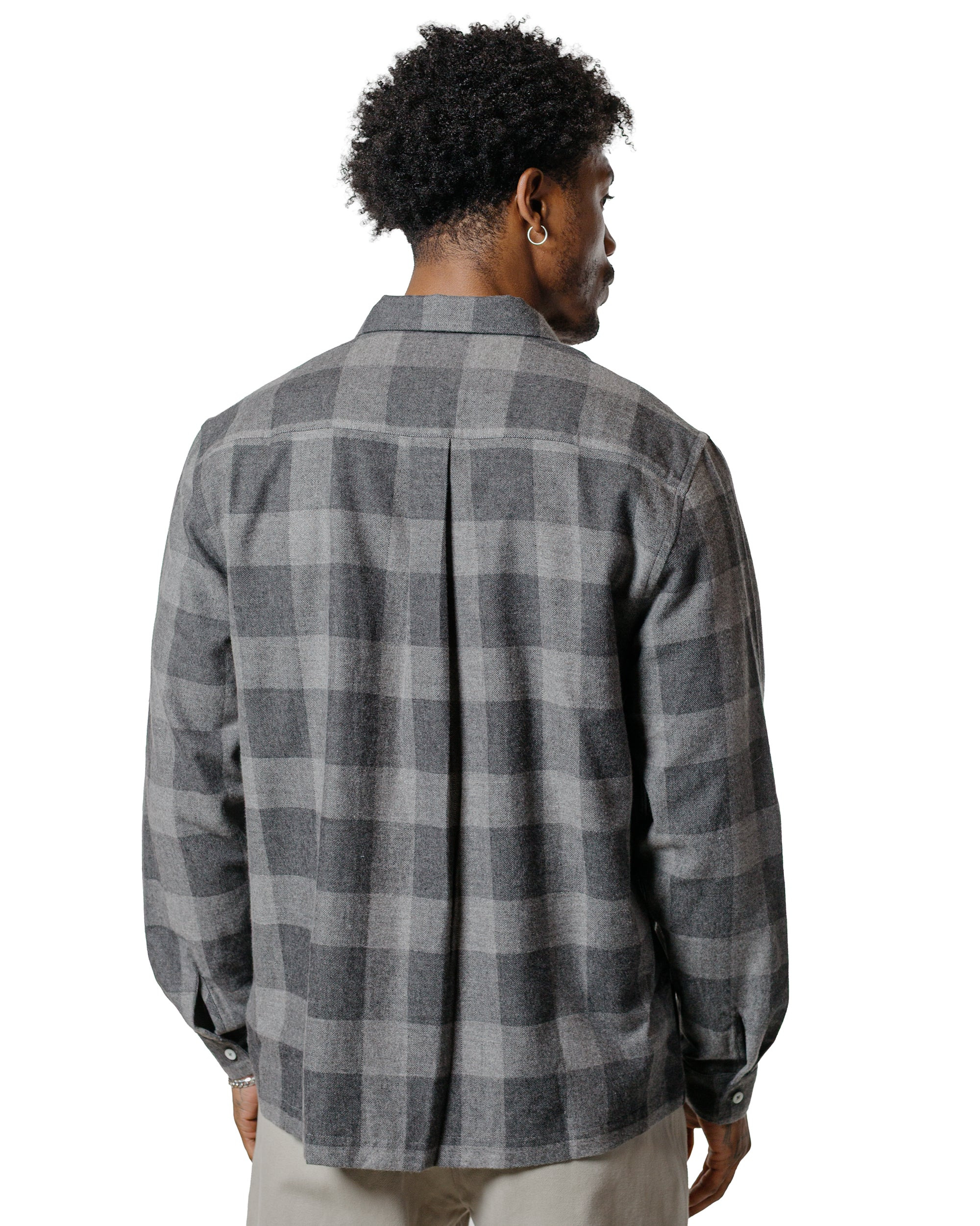 Camp Collar Japanese Cotton Grey Tartan - 3