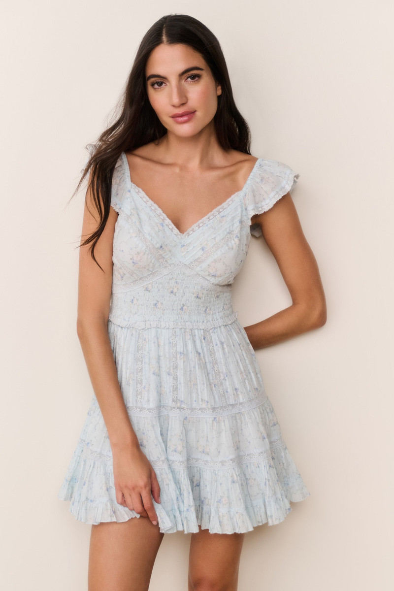 LoveShackFancy Presline Floral Wreath Print Mini Dress outlook