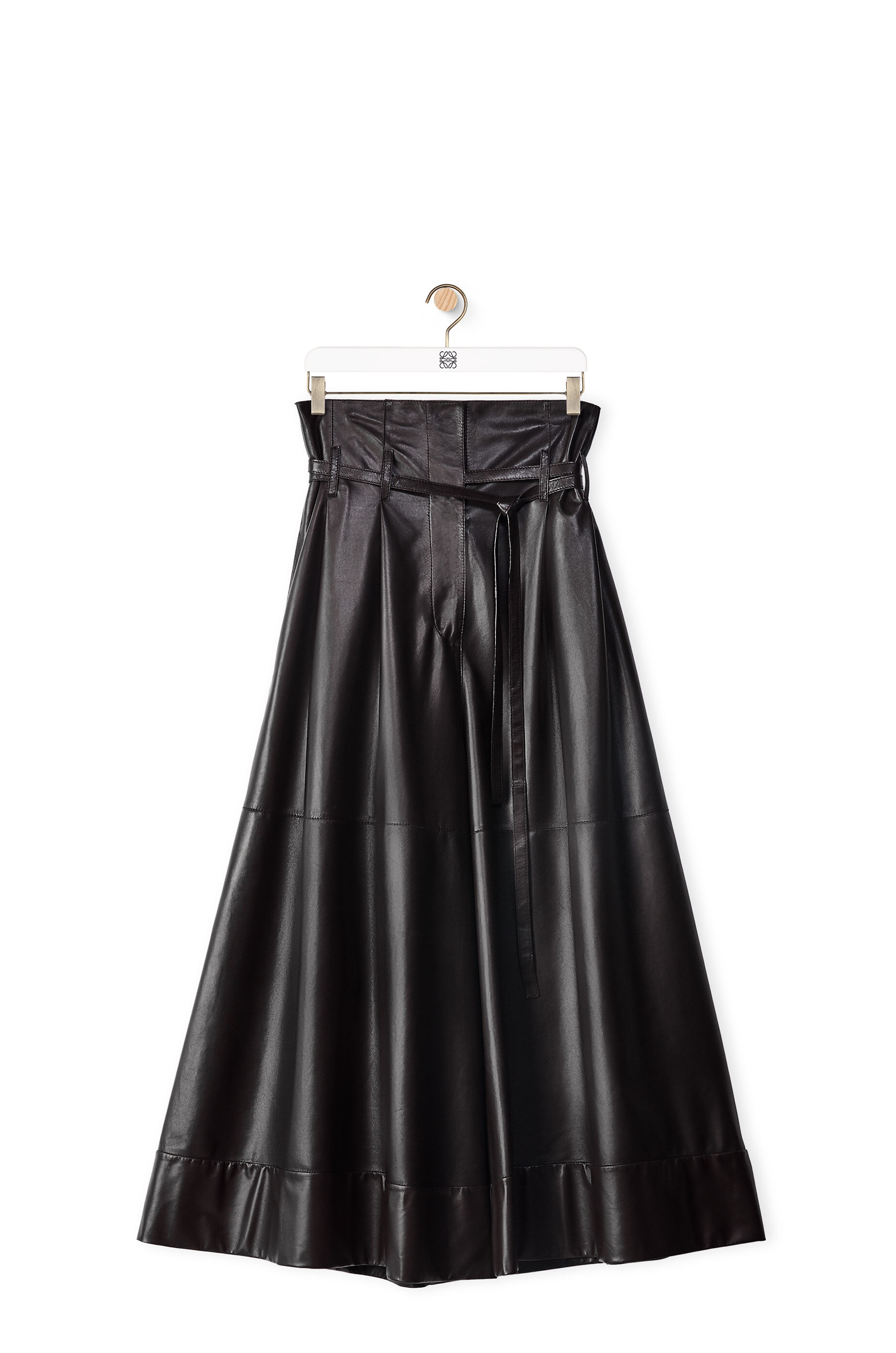 Belted culotte trousers in nappa - 1