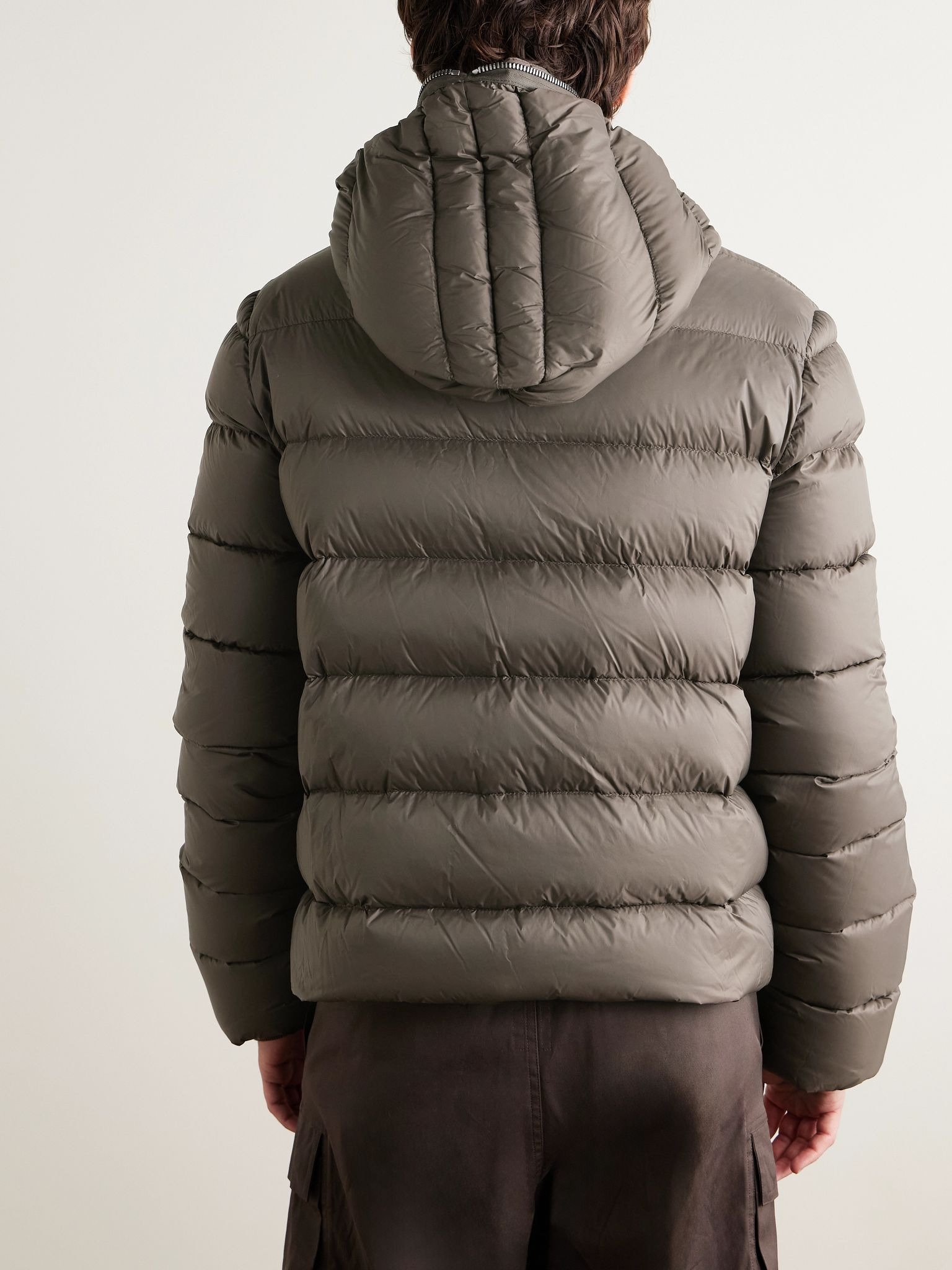 Slim-Fit Quilted Shell Down Hooded Jacket Dark brown - 3