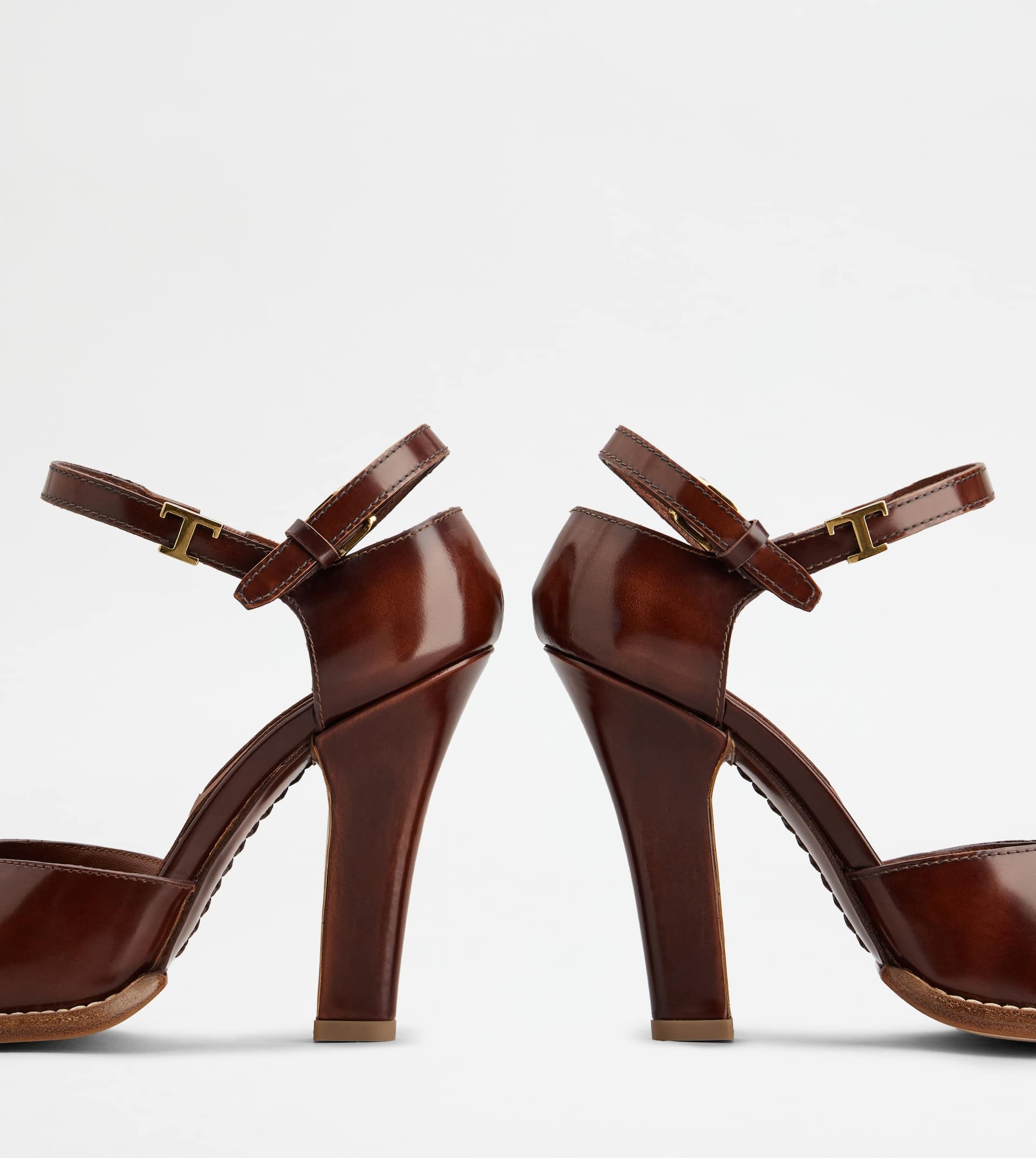 D'ORSAY PUMPS IN LEATHER - BROWN - 5