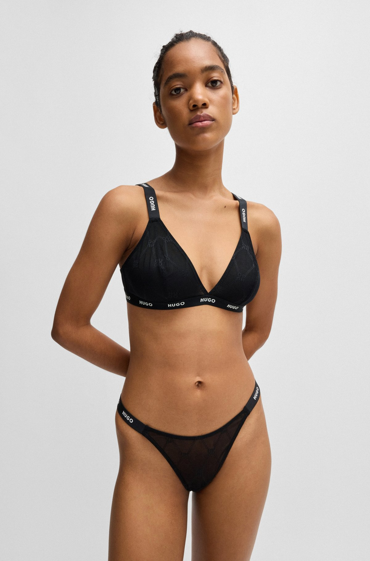 BRANDED-ELASTIC THONG WITH STACKED LOGOS - 2