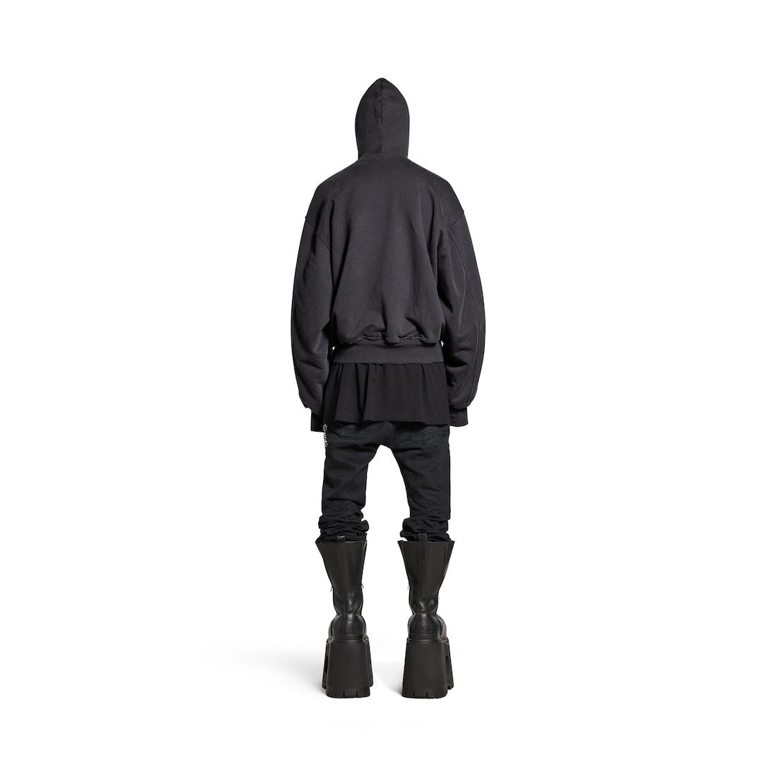 Men's Hooded Bomber in Black Faded - 4