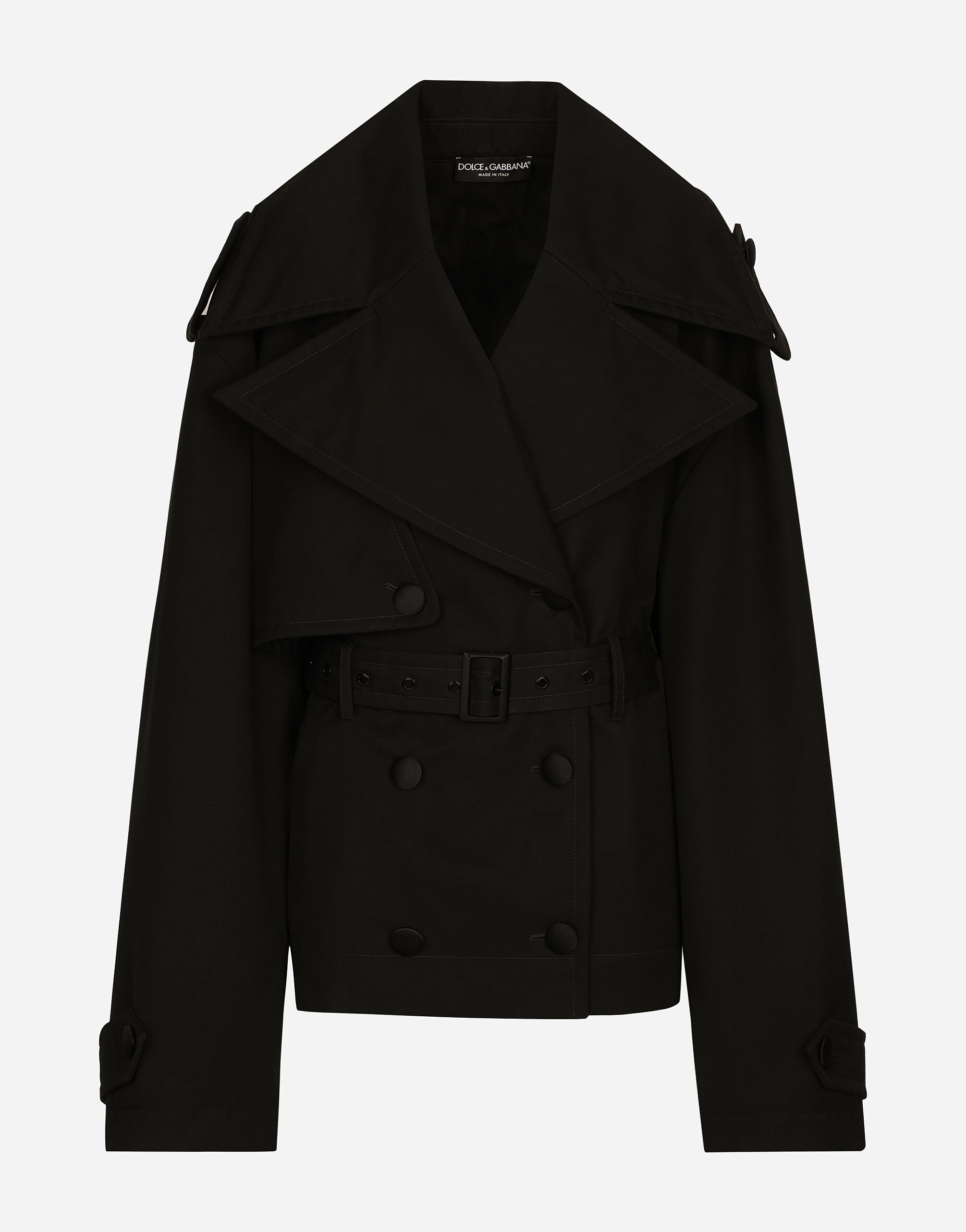 Double-breasted jacket with cotton belt - 1