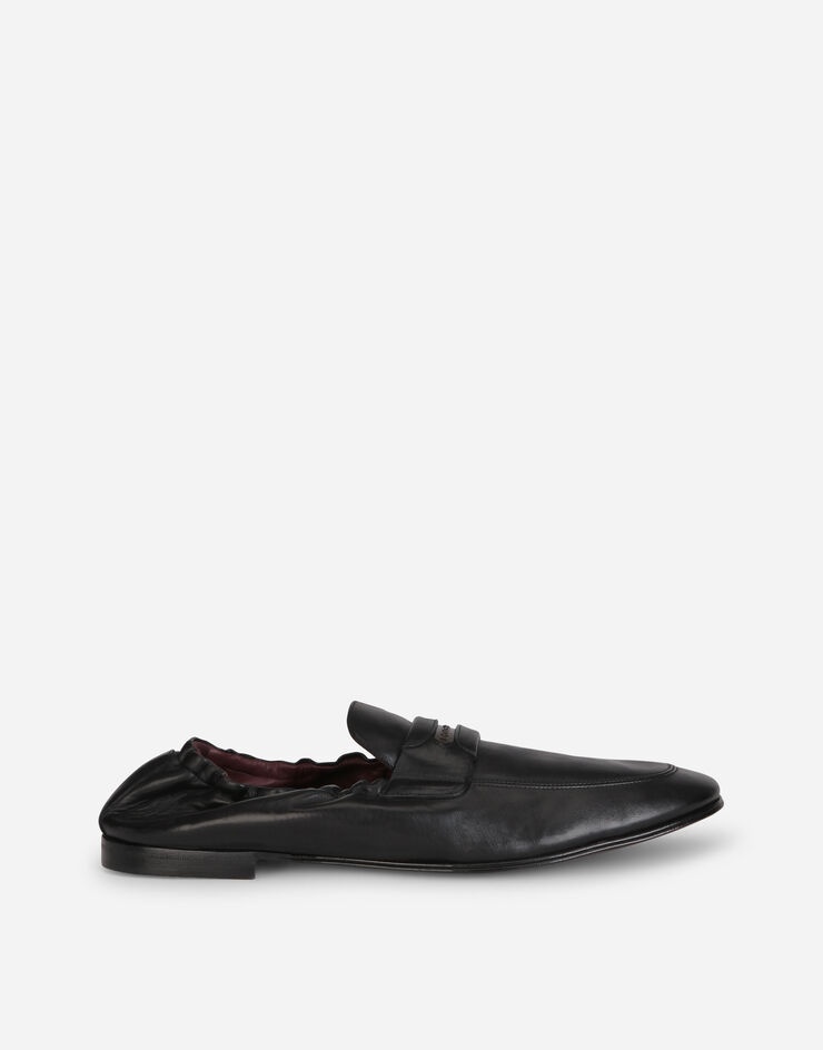 Calfskin loafers with branded tag - 1