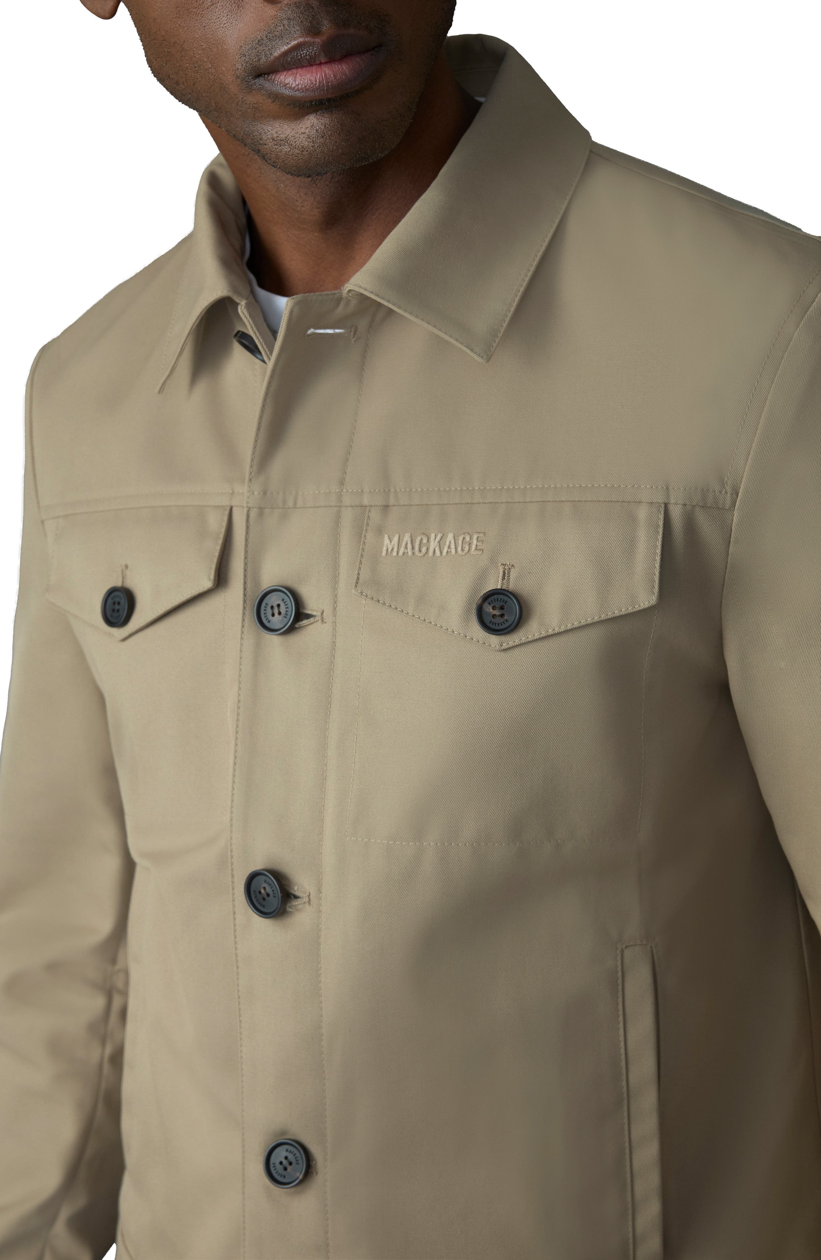 Mackage Nash Twill Trucker Jacket in Light Camel at Nordstrom - 4