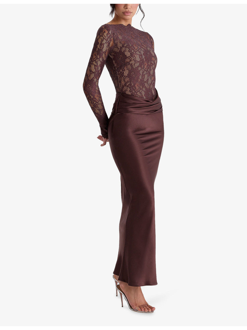 Yasmeen Lace-Bodysuit Stretch-Woven Maxi Dress 3