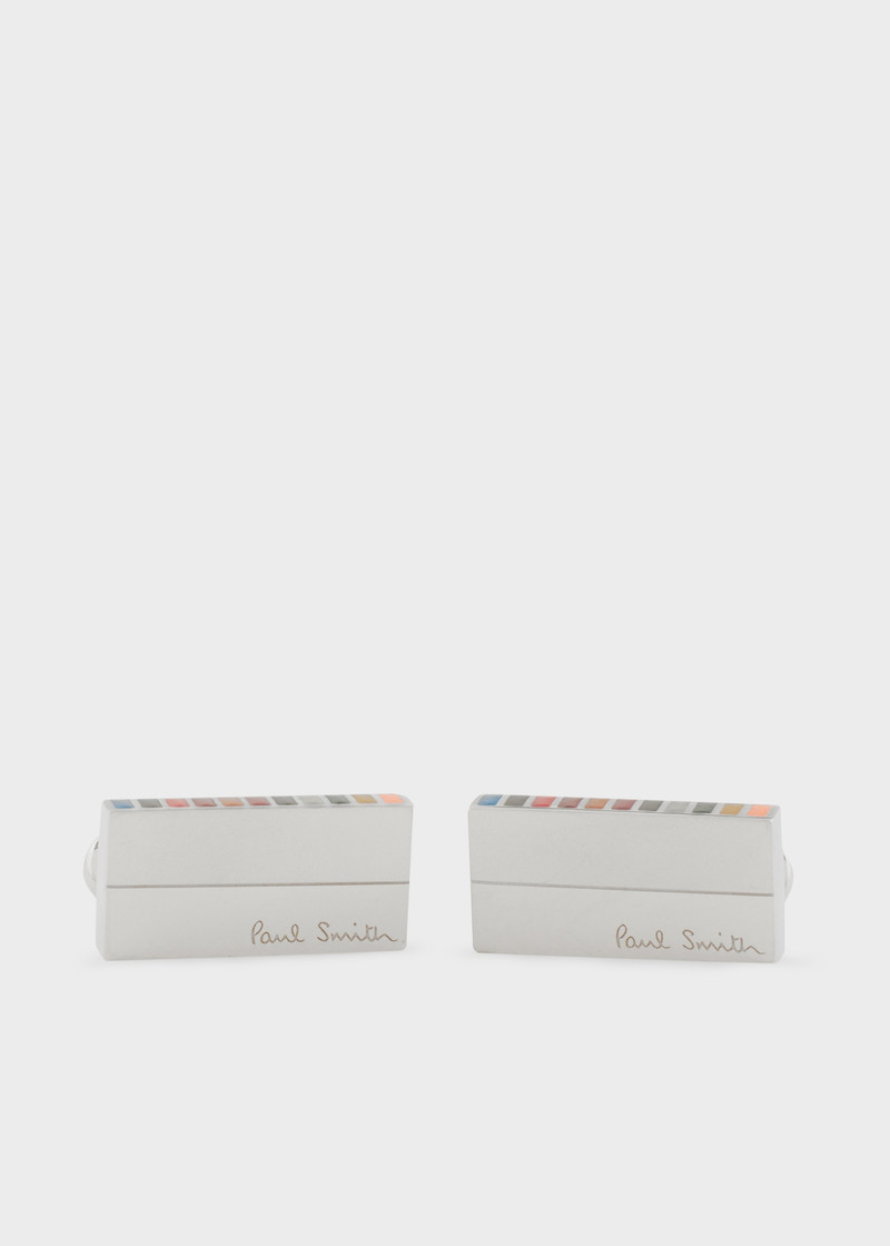 Silver 'Signature Stripe' Edge Cufflinks 1